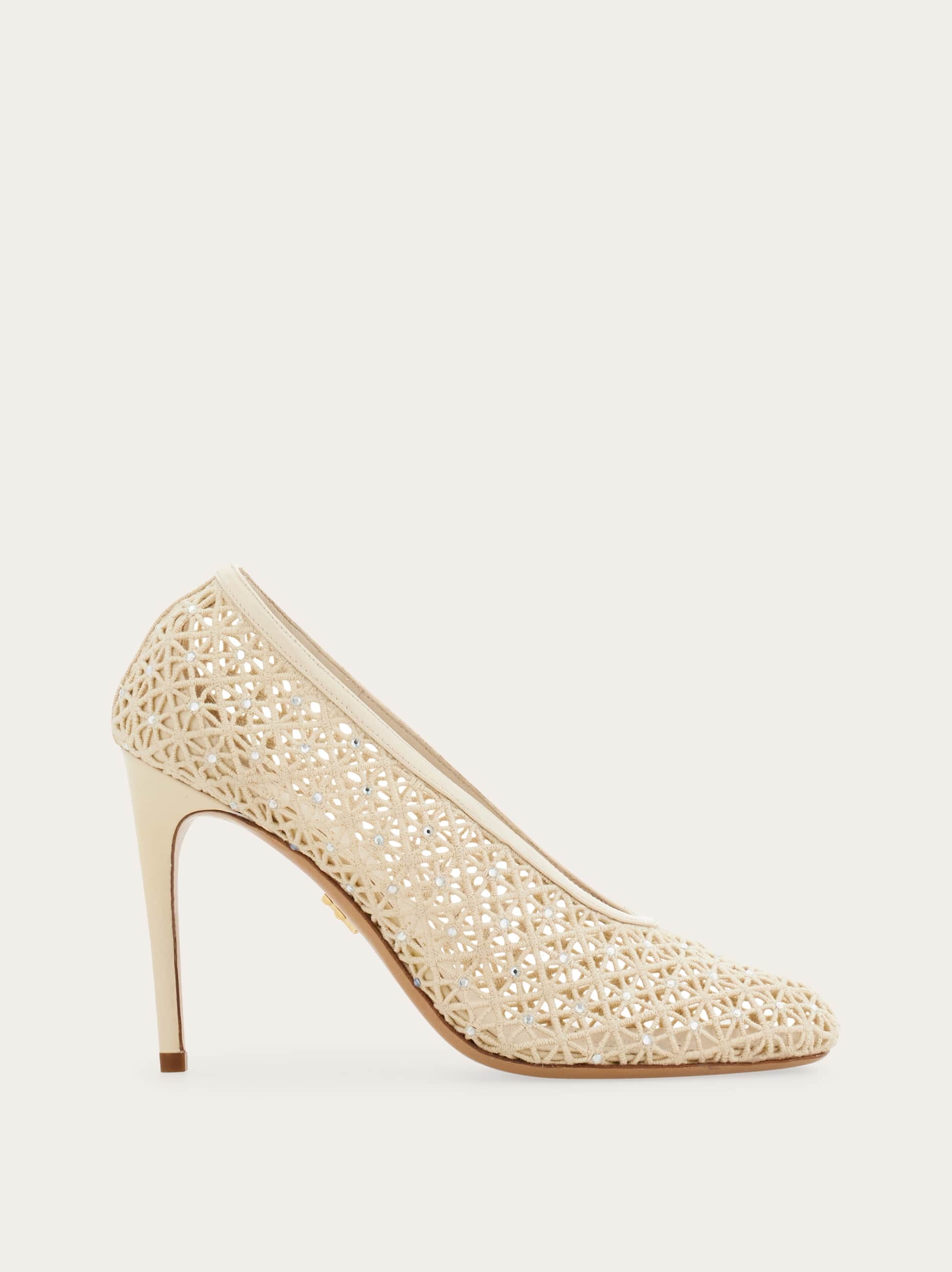 Ferragamo Donna Pump in macramè Bianco Taglia 37
