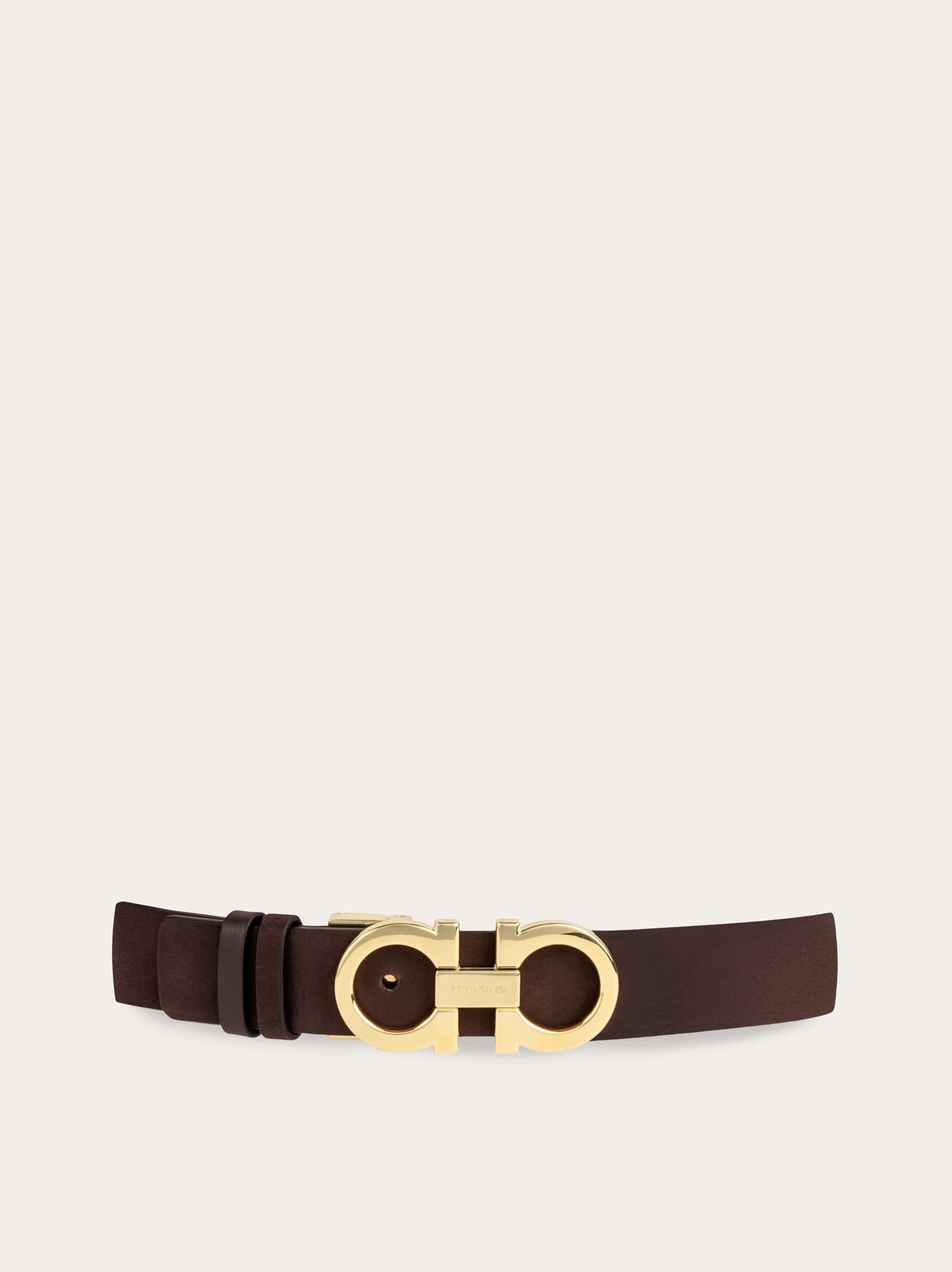 Ferragamo Adjustable Gancini Belt In Brown
