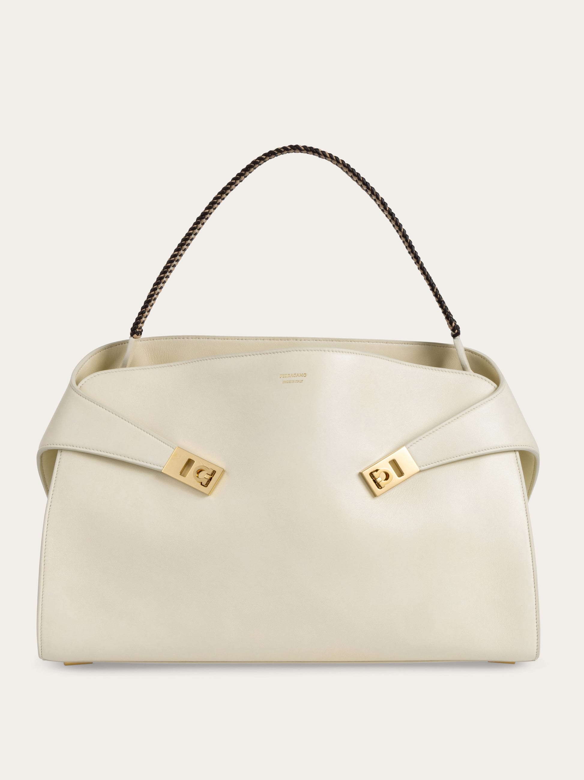 Ferragamo Women Hug soft bicolor shoulder bag (L) White