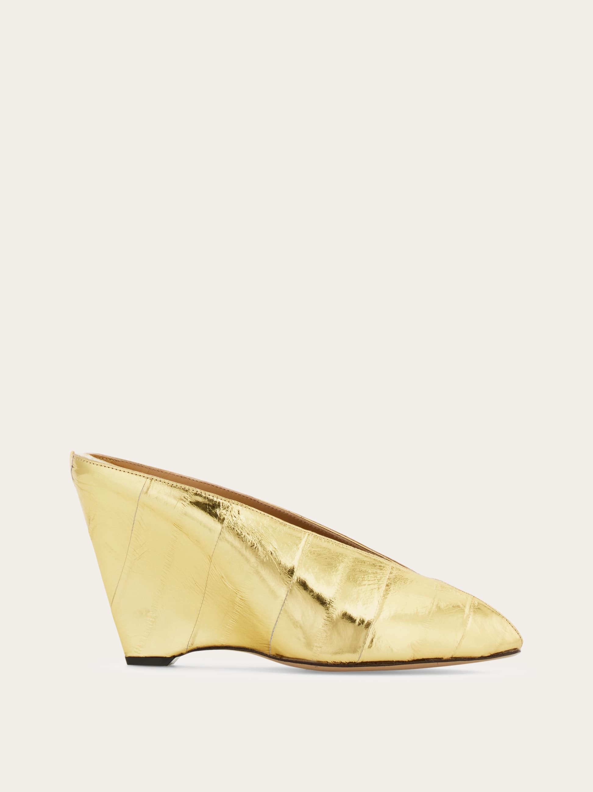 Ferragamo Wedge Mule In Gold