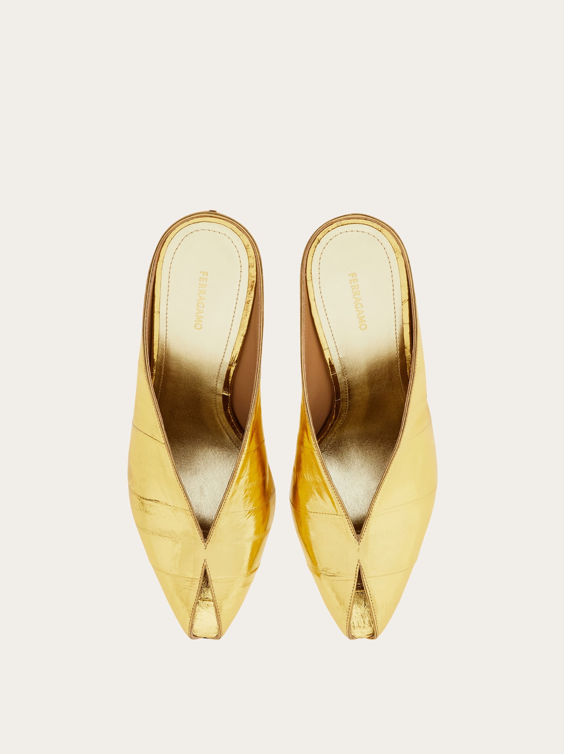  Ferragamo Damen Mule Mit Keilabsatz Gold Größe 37 