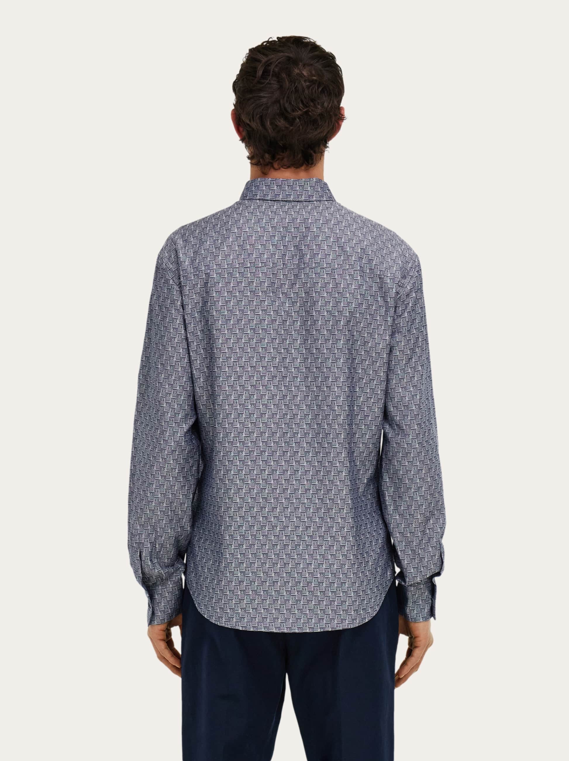  Ferragamo Men Ferragamo Monogram Shirt Blue 