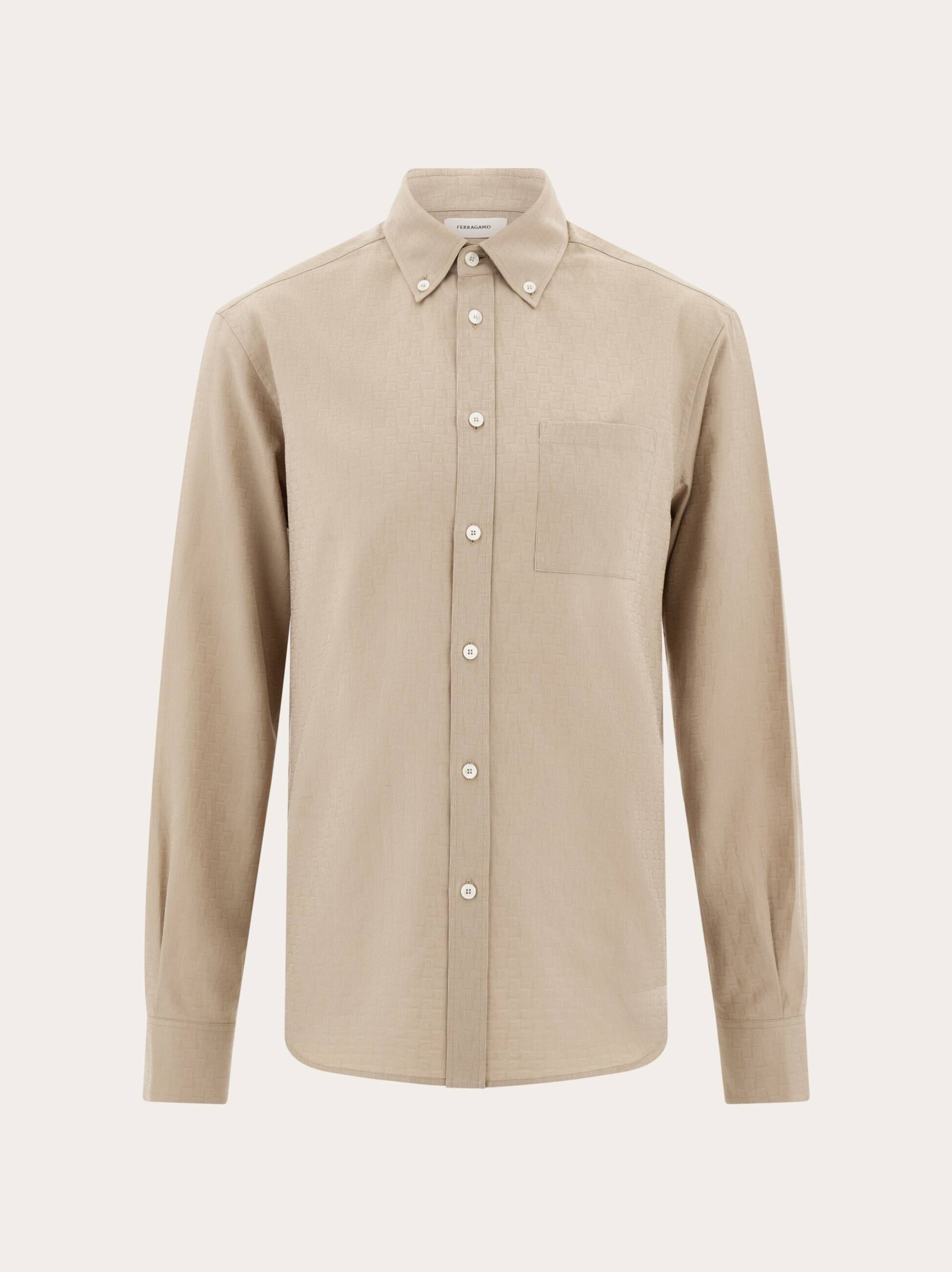 Ferragamo Men Ferragamo Monogram shirt Beige