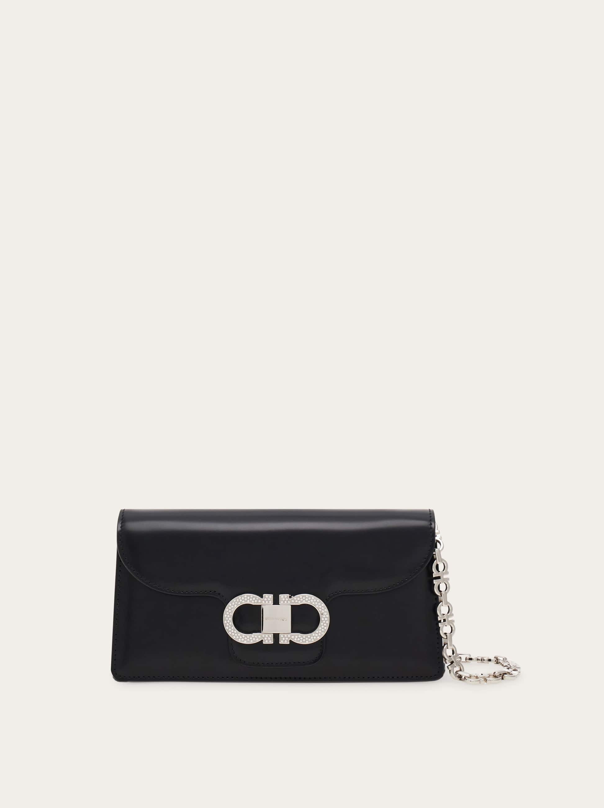Ferragamo Mini Bag Double Gancini Chain In Black