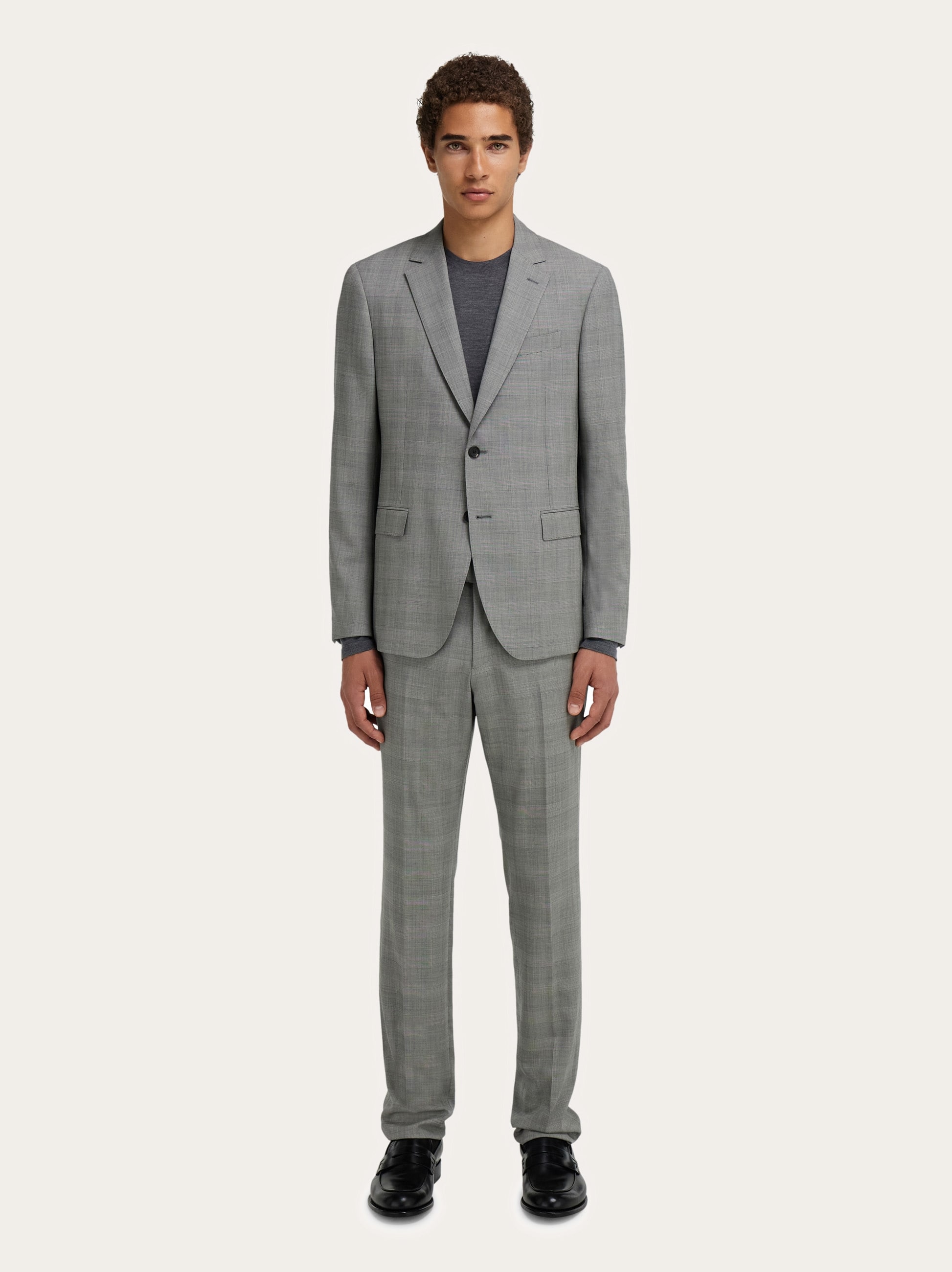  Ferragamo Herren Anzug In Glencheck Grau 