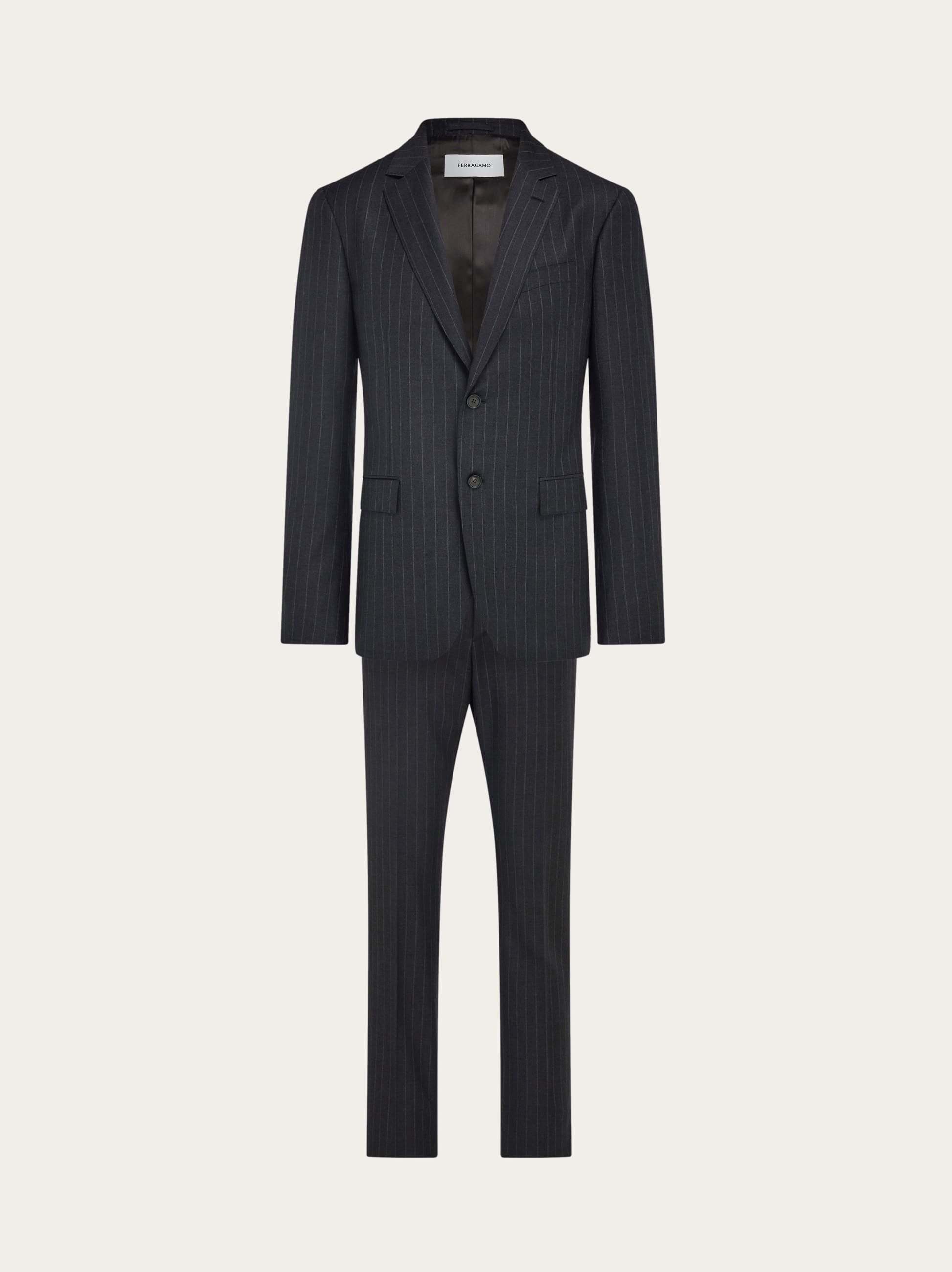 Ferragamo Wool Pinstripe Suit In Blue