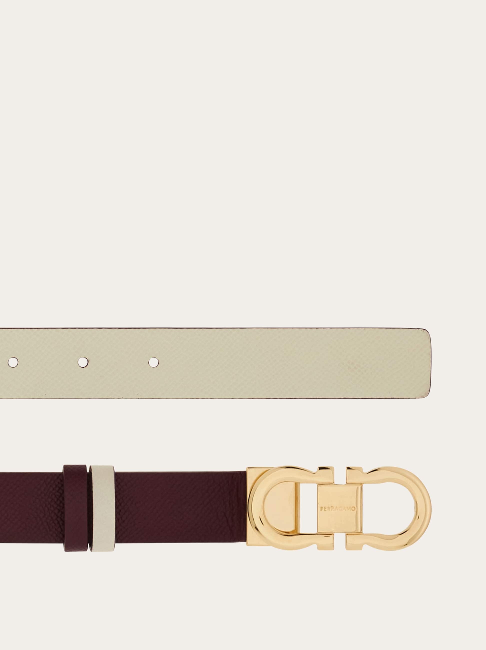 Ferragamo Reversible And Adjustable Gancini Belt In Brown