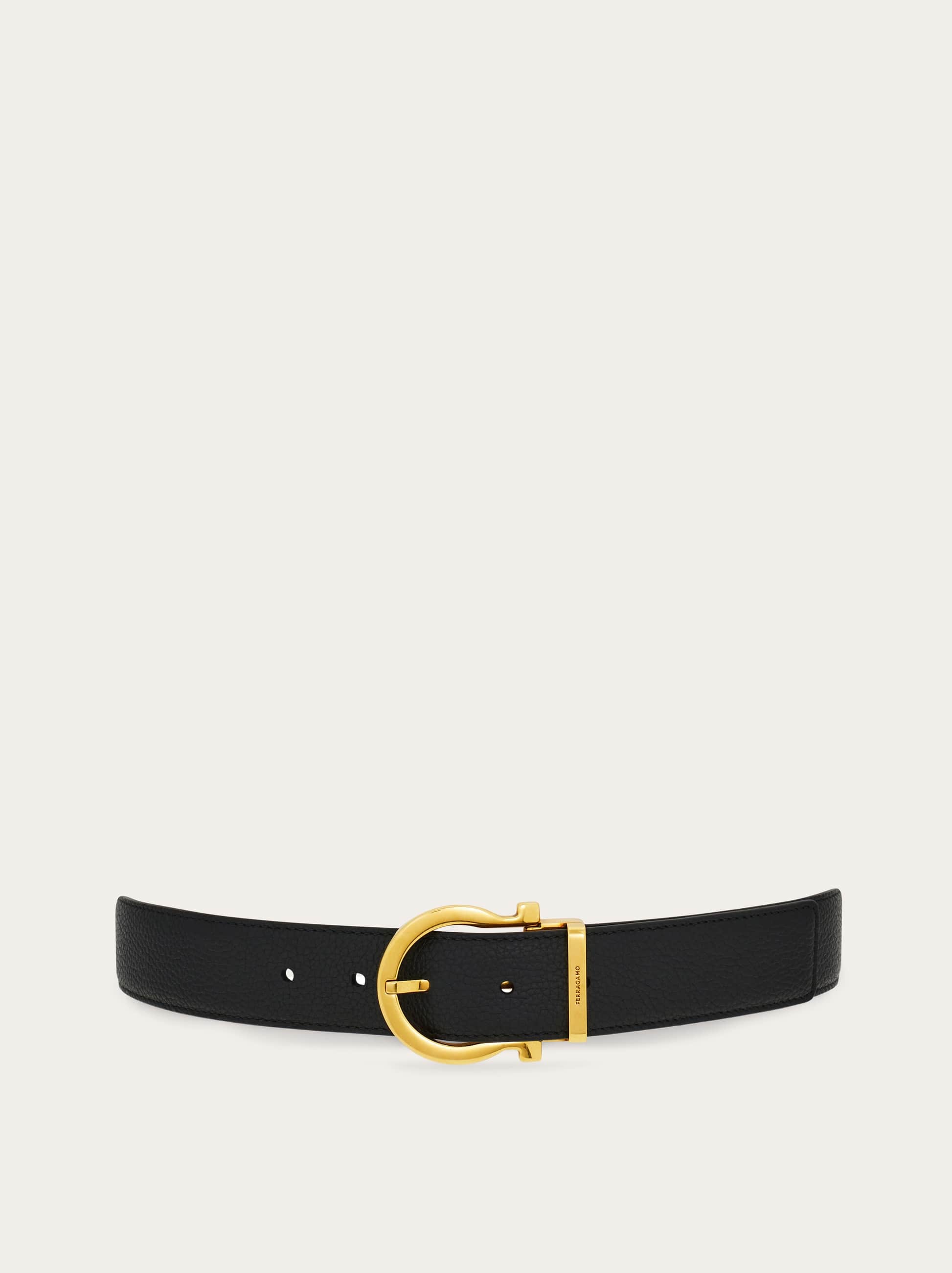 Ferragamo Reversible And Adjustable Gancini Belt In Black