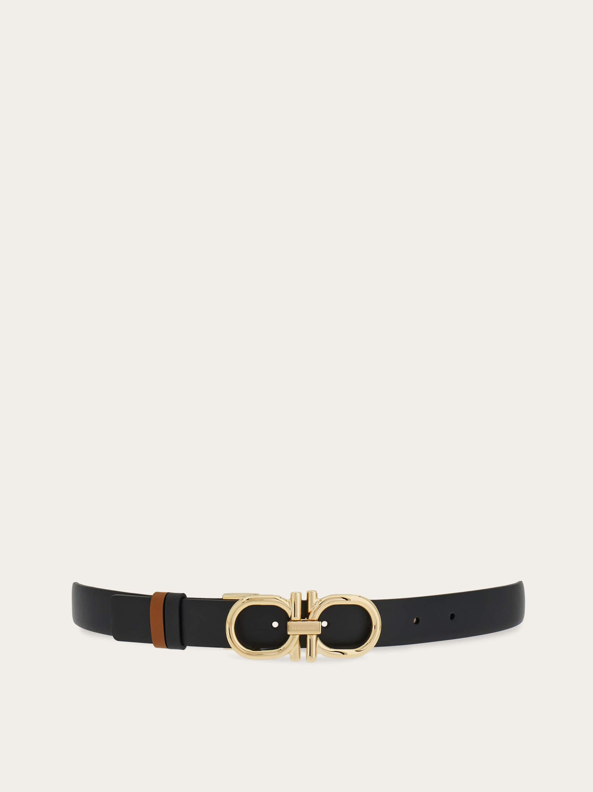 Ferragamo Reversible And Adjustable Gancini Belt In Black