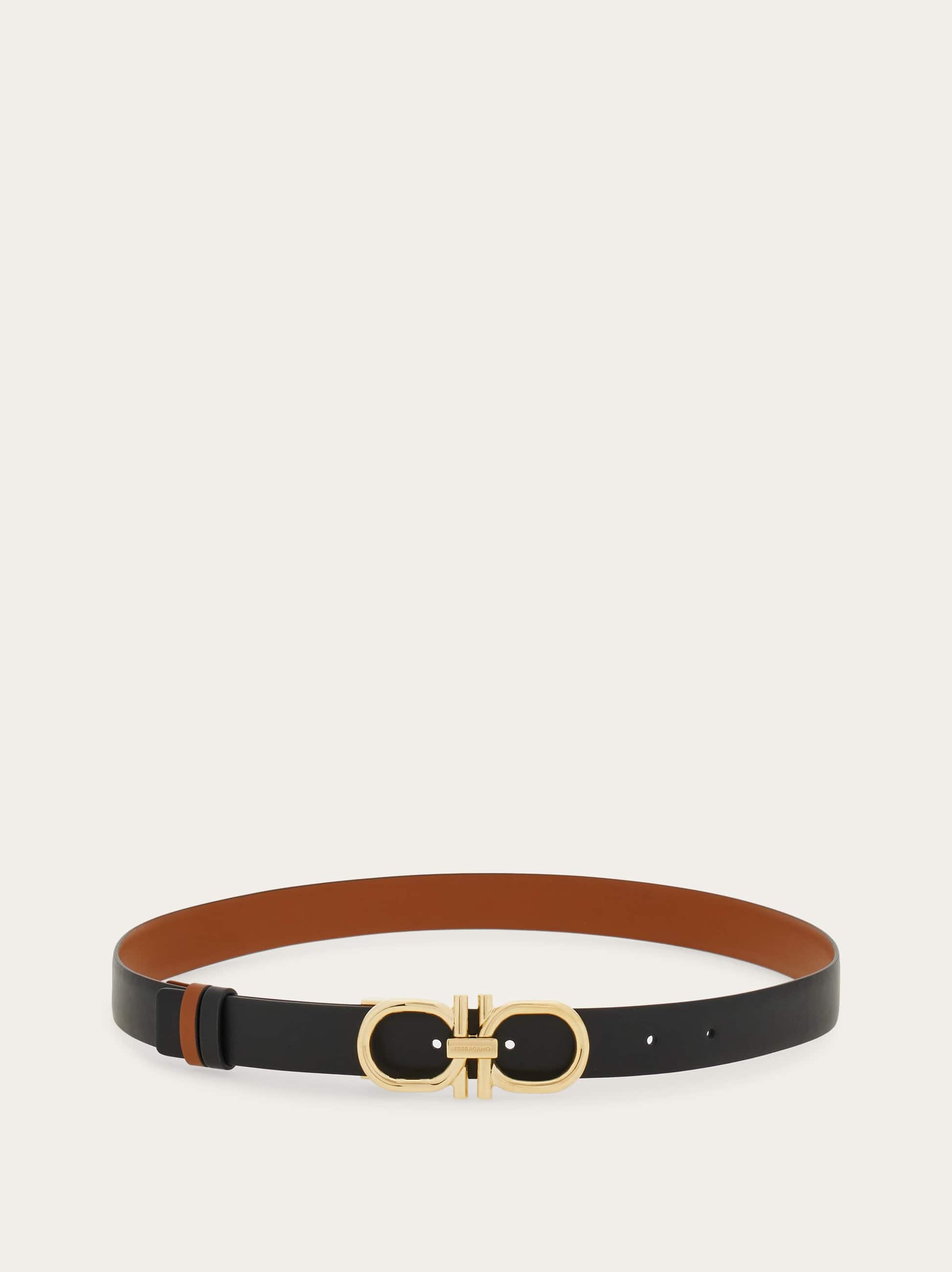  Ferragamo Damen Verstellbarer Gancini-wendegürtel Schwarz 