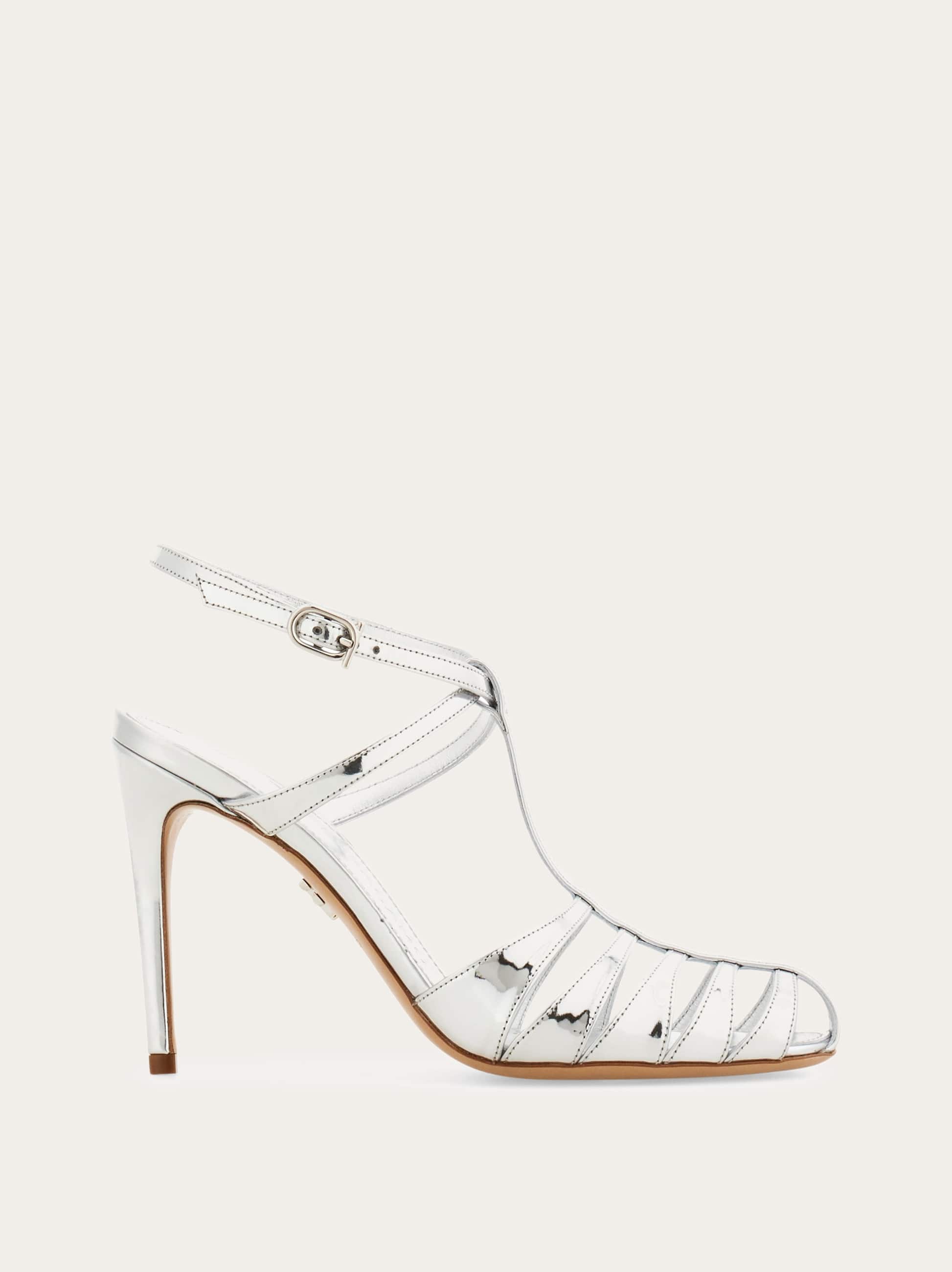 Ferragamo Women Cage stiletto sandal Silver Size 5