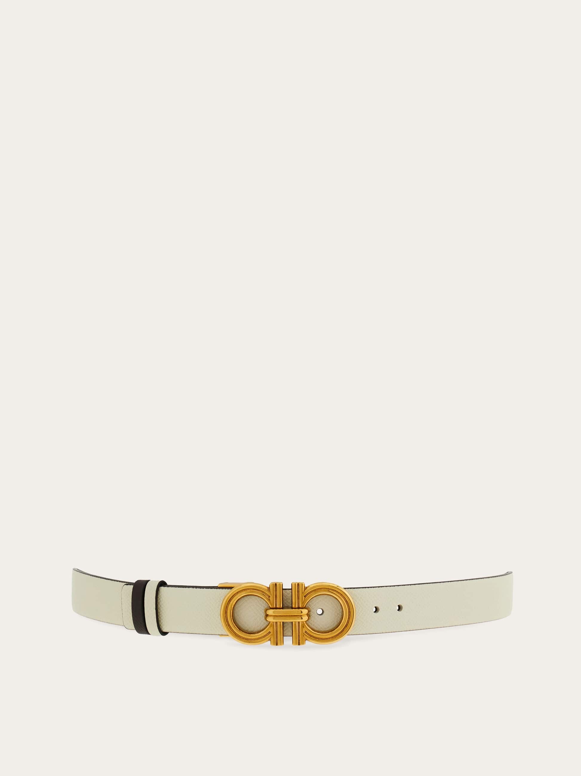 Ferragamo Reversible And Adjustable Gancini Belt In White