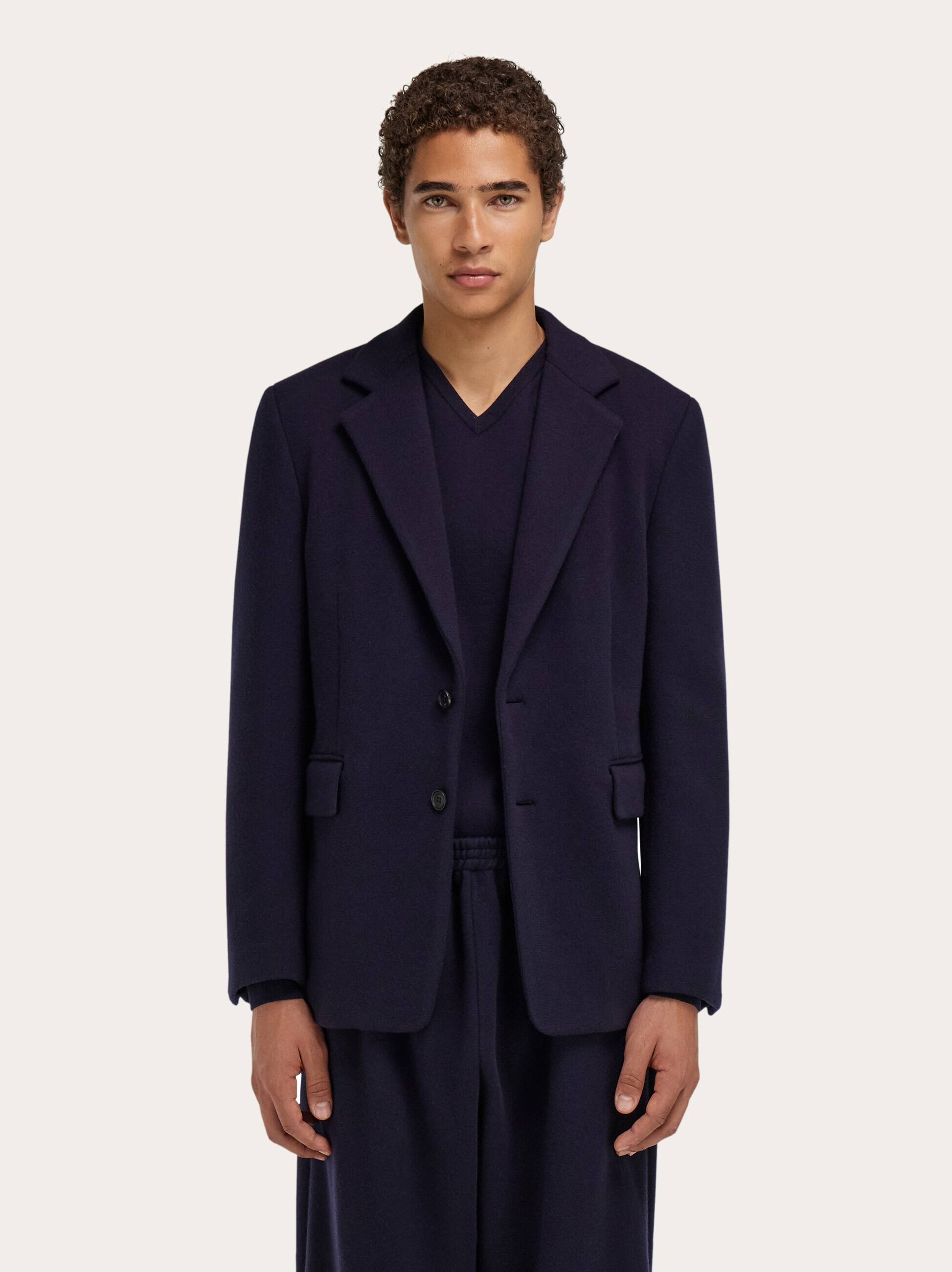 Ferragamo Single Breasted Jersey Blazer In Blue