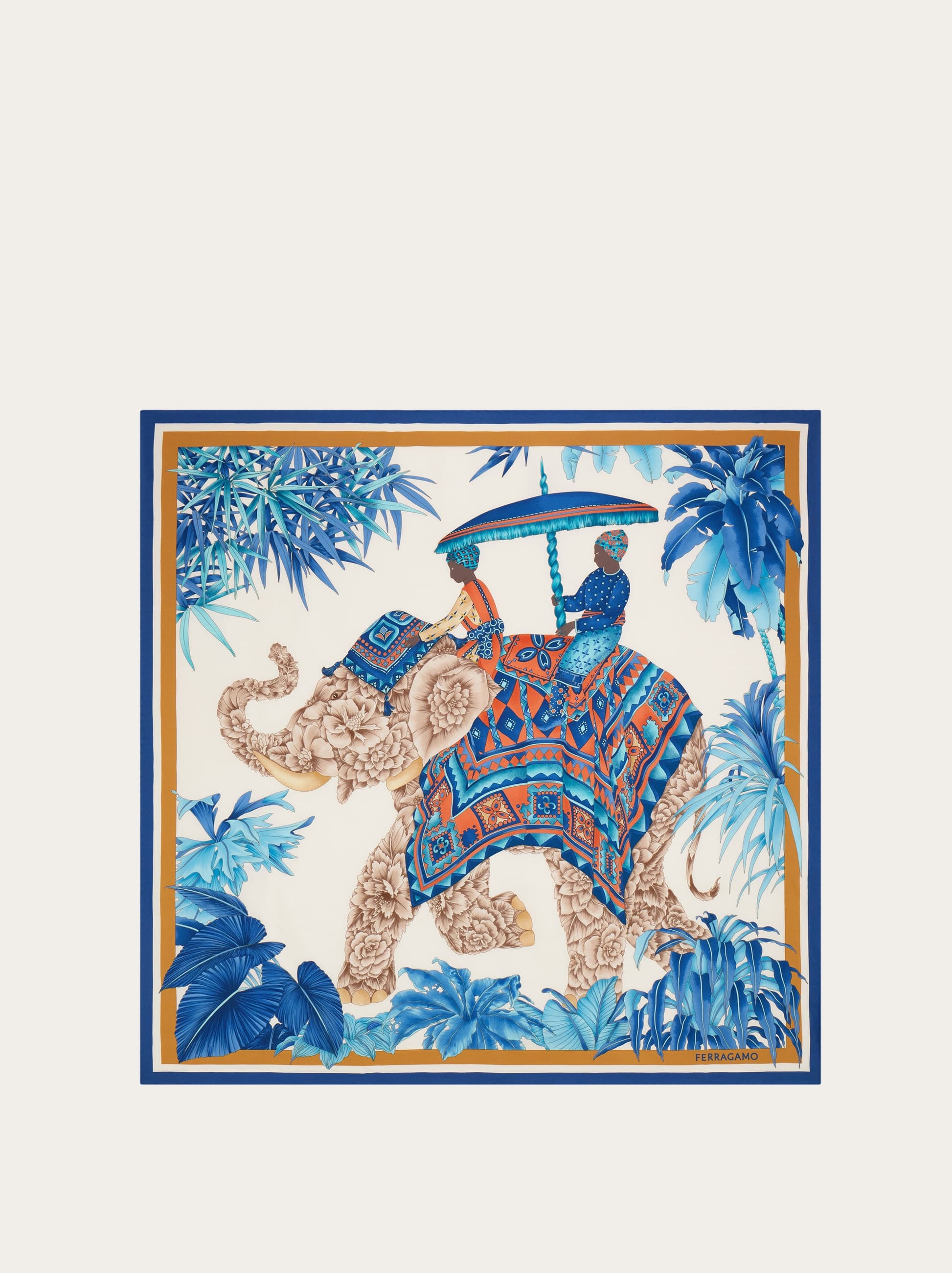 Ferragamo Donna Foulard in seta stampa India Blu