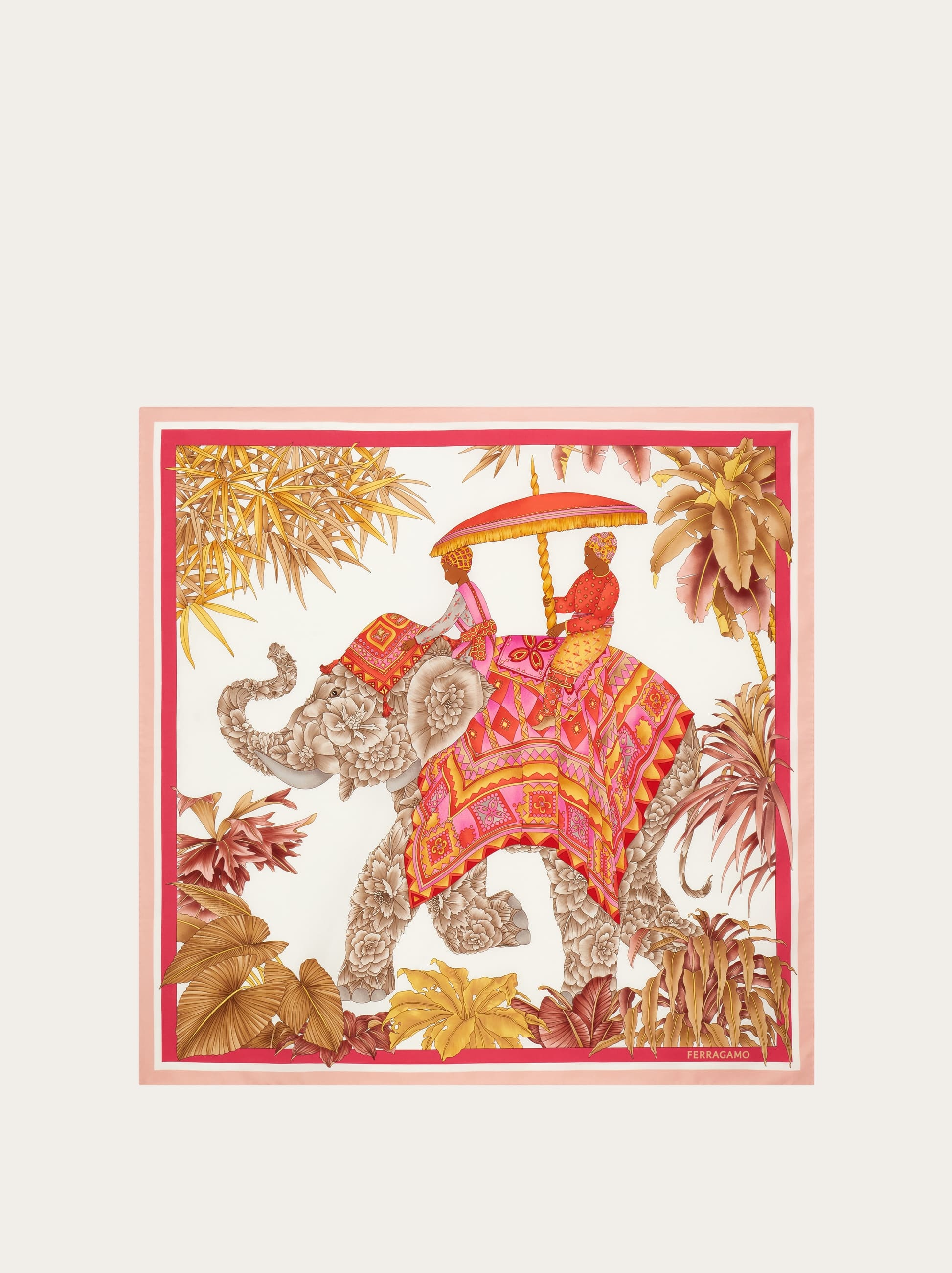 Ferragamo Donna Foulard in seta stampa India Rosa