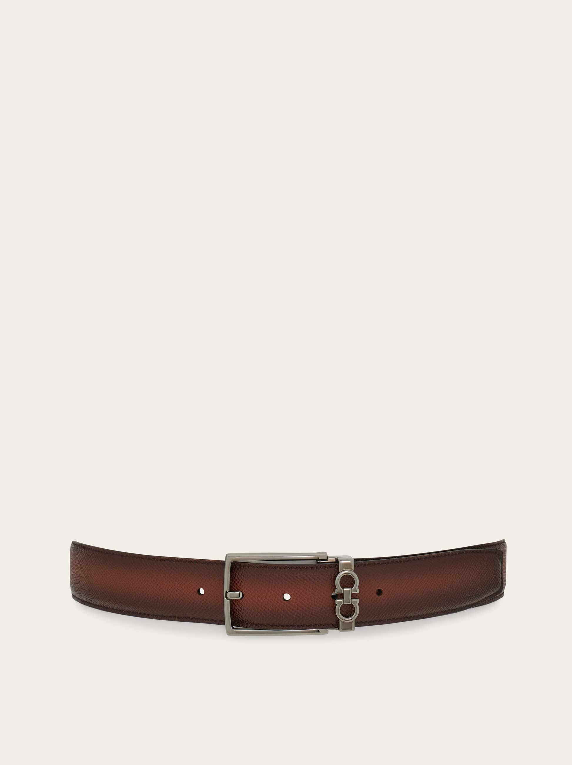 Ferragamo Men Reversible and adjustable Gancini belt Brown
