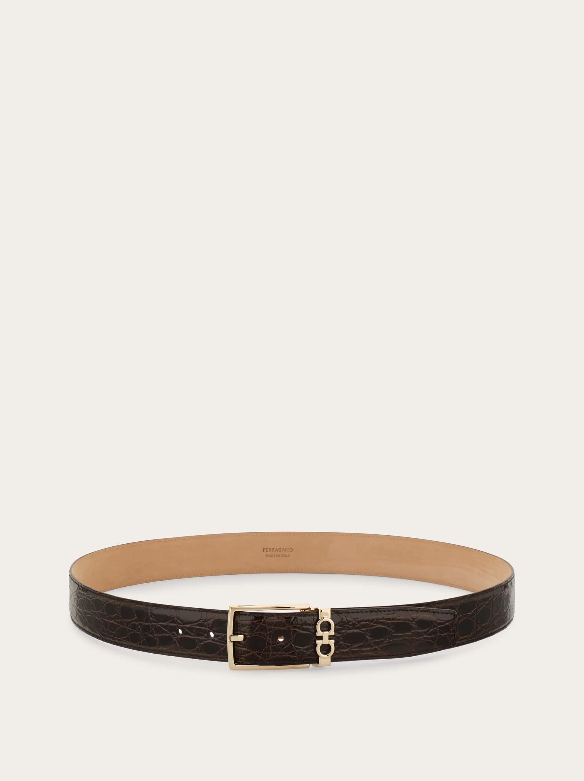  Ferragamo Herren Verstellbarer Gancini-gürtel Braun 