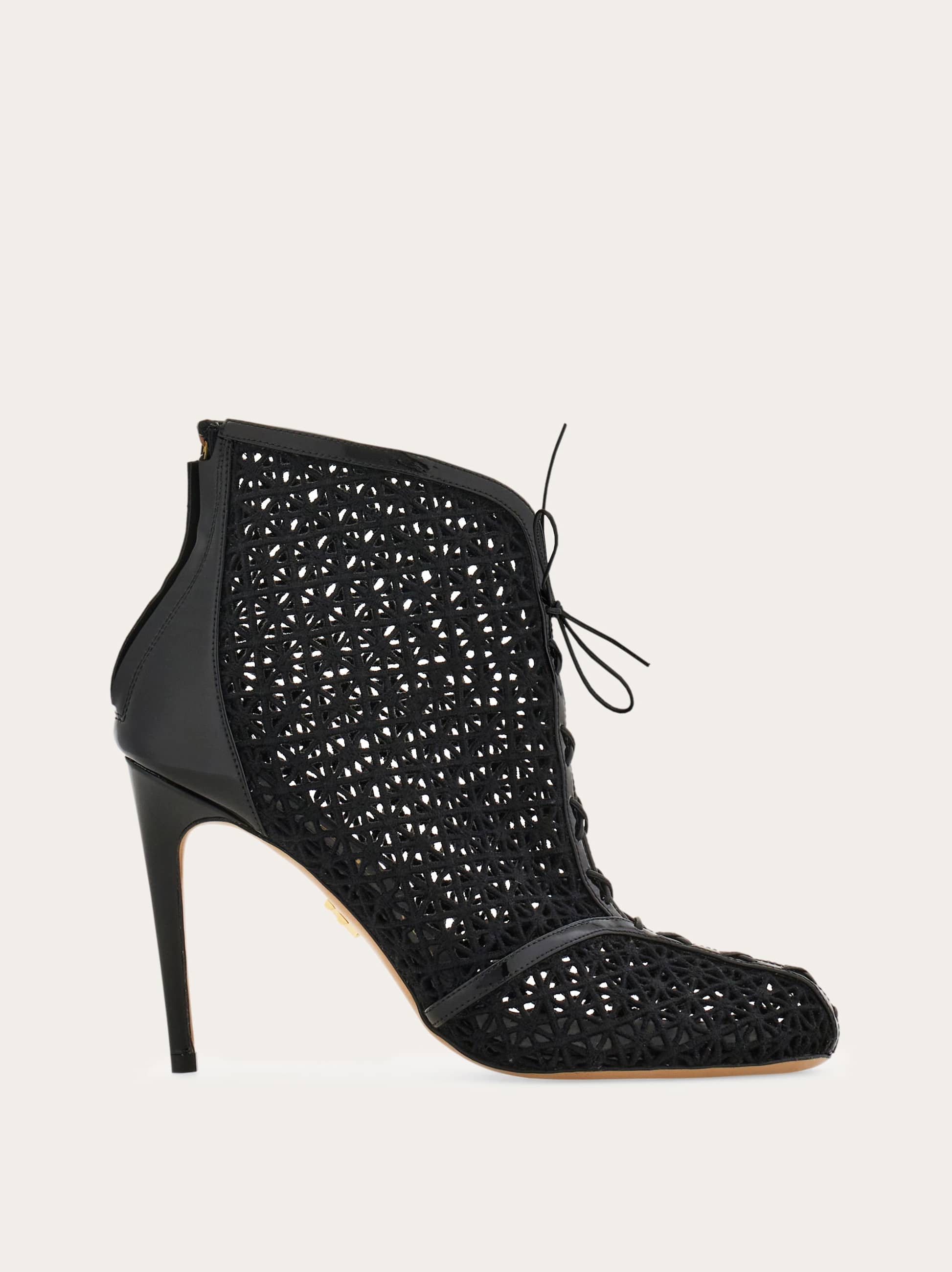 Ferragamo Macramé Ankle Boot In Black