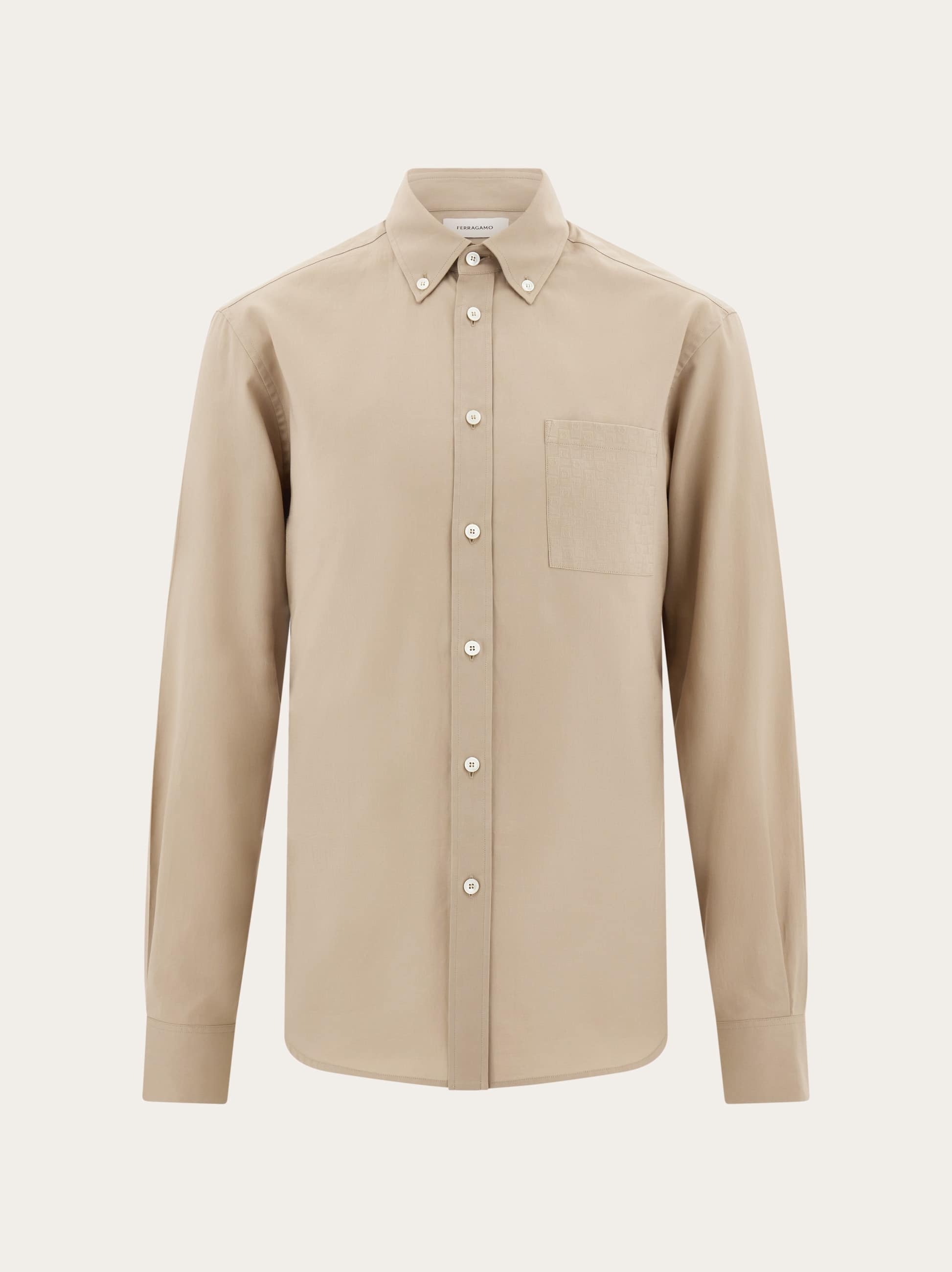 Ferragamo Uomo Camicia Ferragamo Monogram Beige