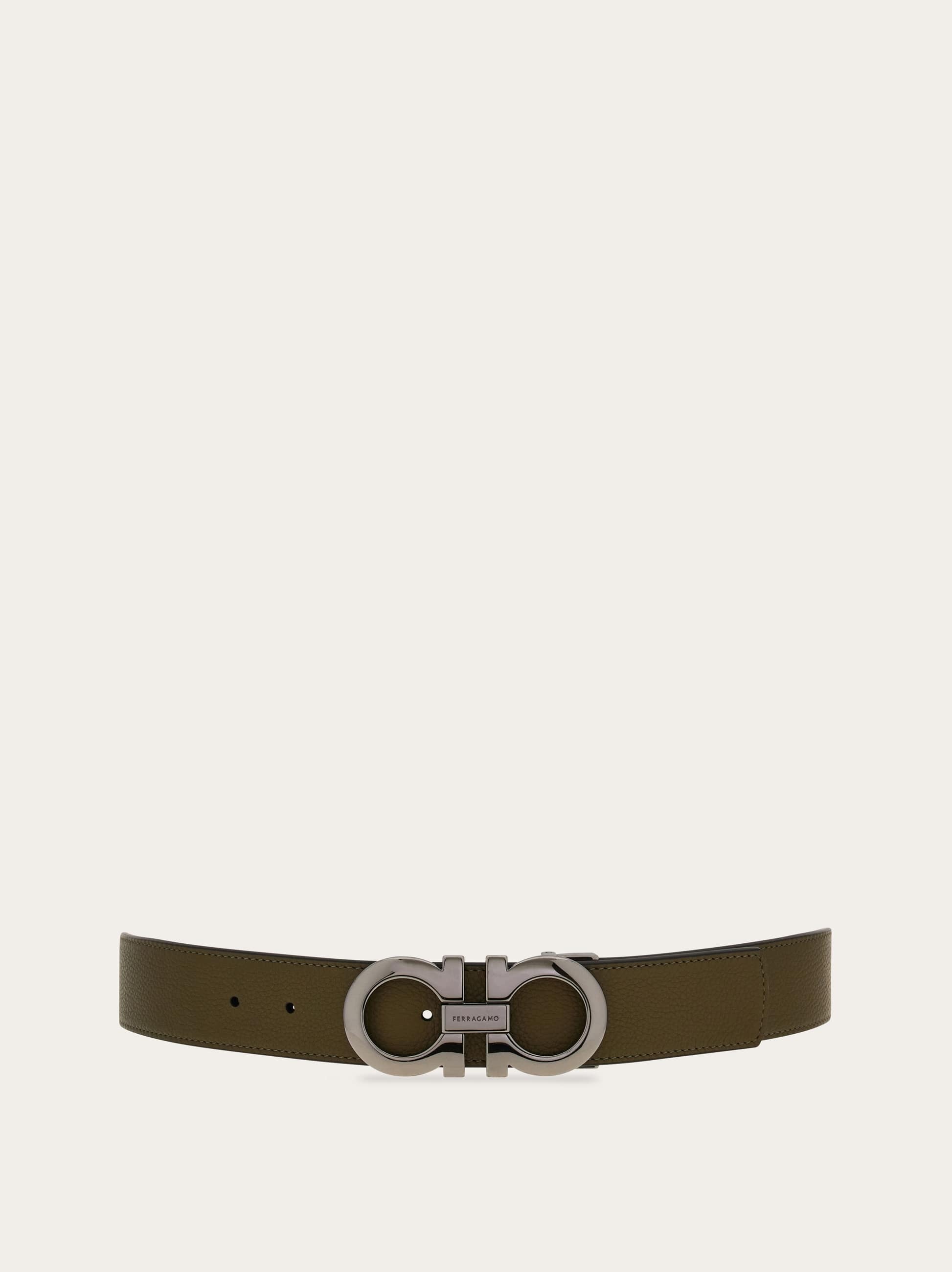 Ferragamo Reversible And Adjustable Gancini Belt In Green