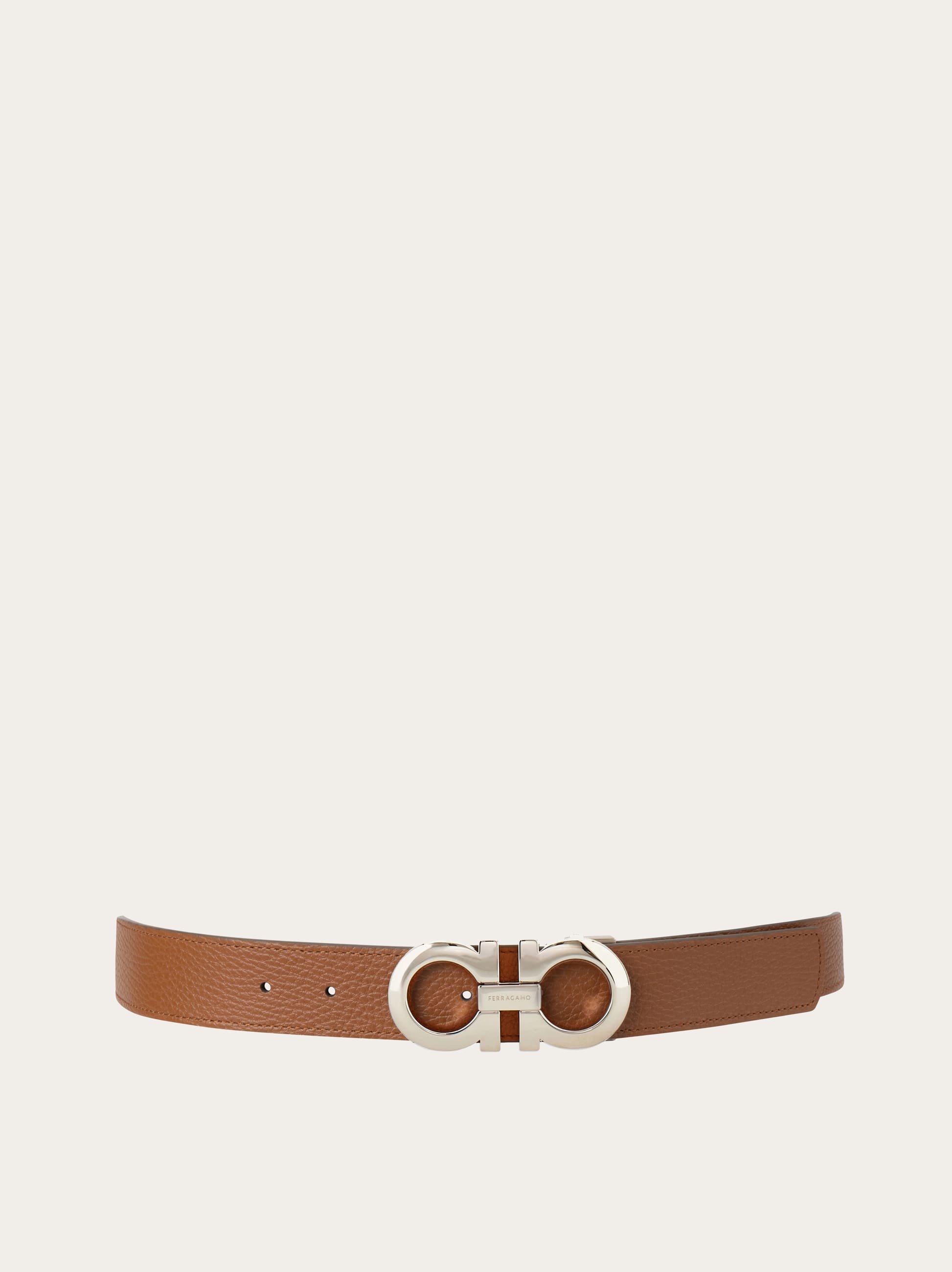 Ferragamo Reversible And Adjustable Gancini Belt In Brown