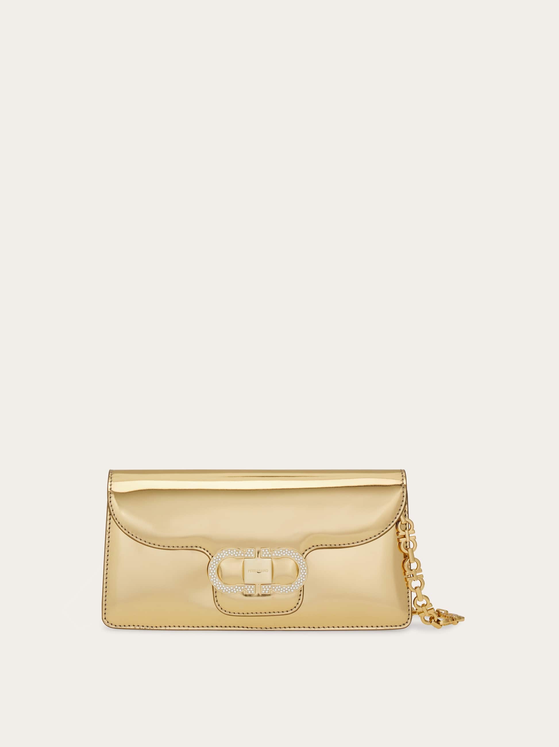 Ferragamo Mini Bag Double Gancini Chain In Gold