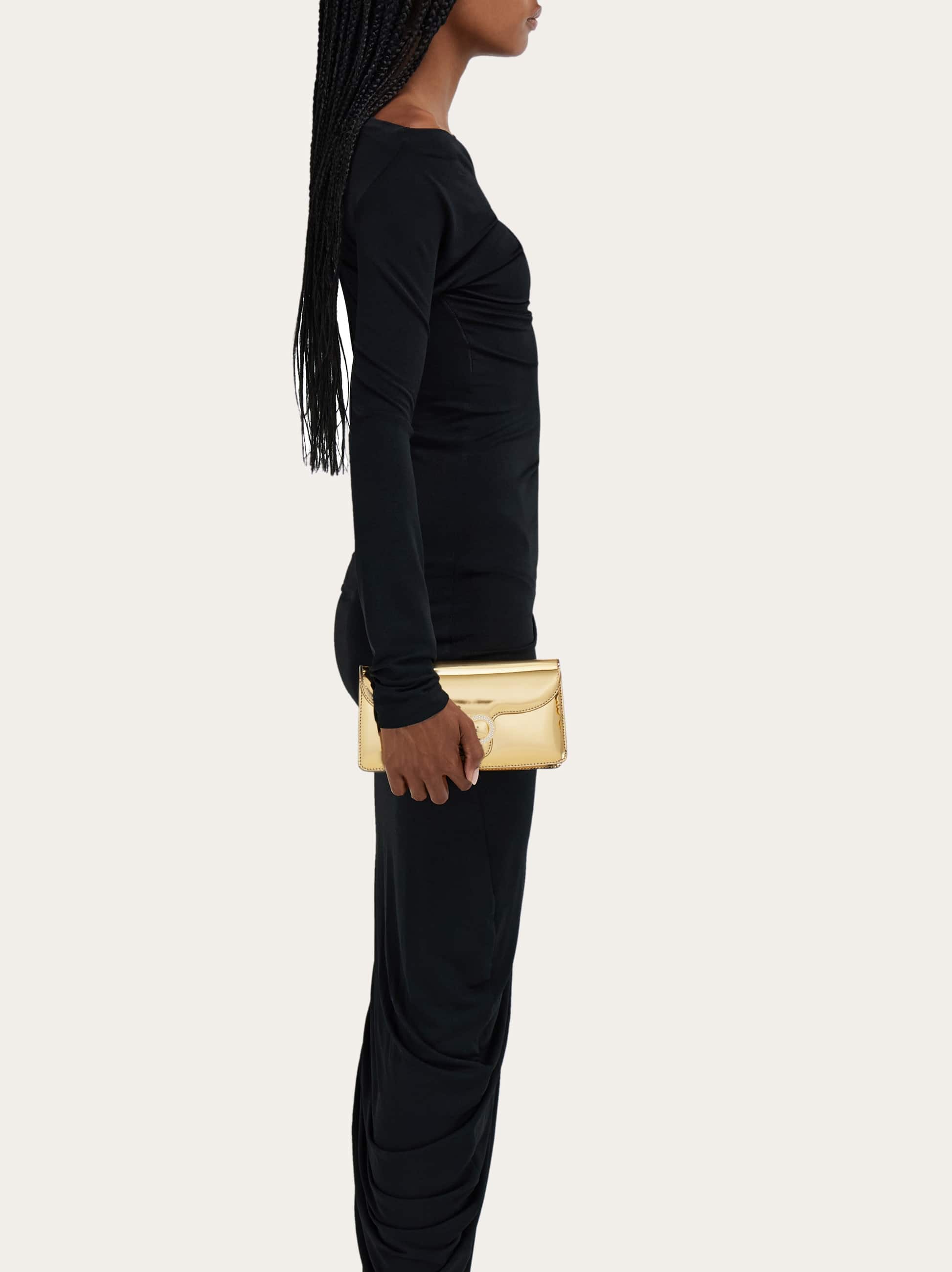 Ferragamo Mini Bag Double Gancini Chain In Gold