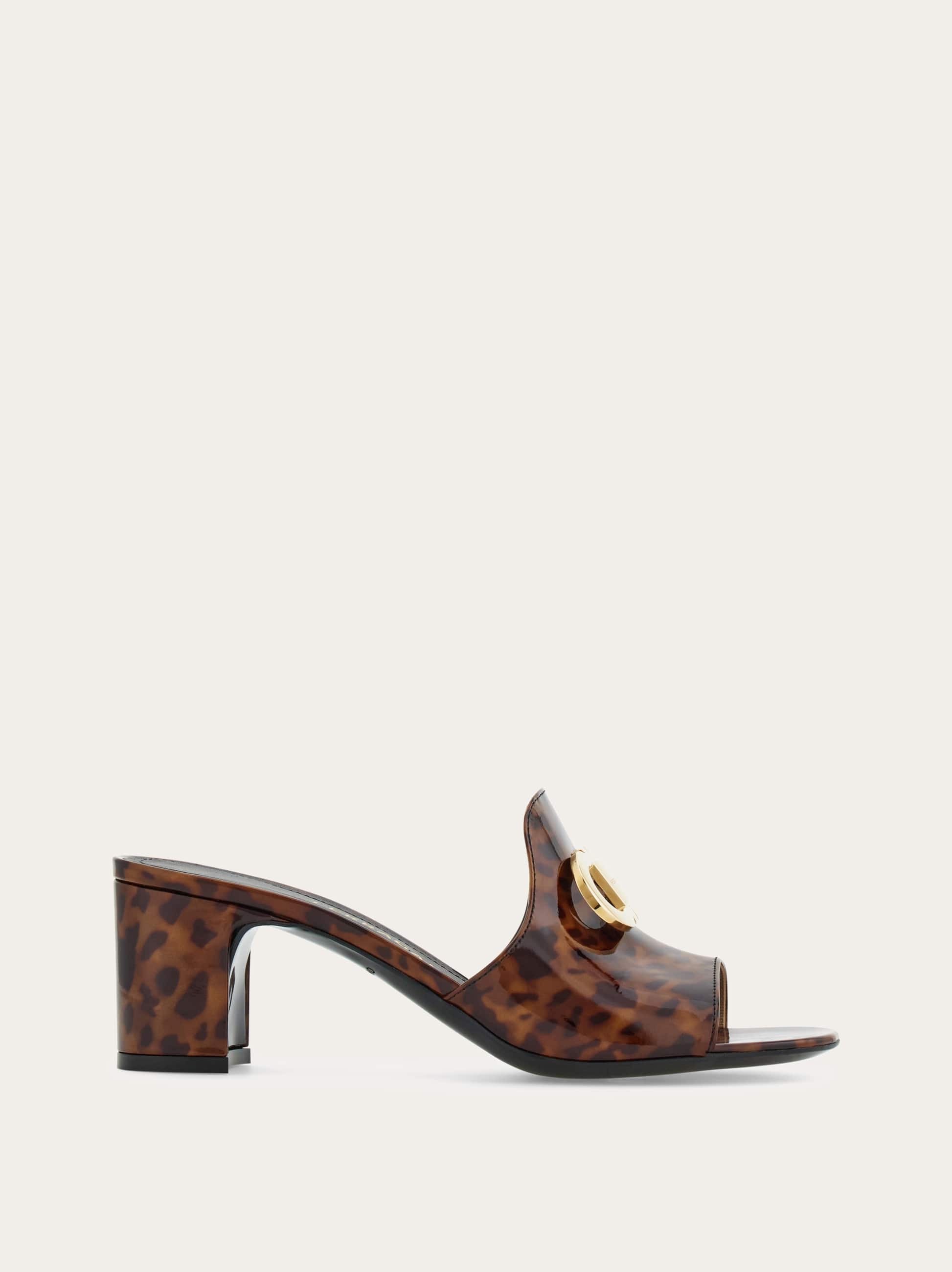 Ferragamo Mid Heel Mule With Gancini Buckle In Multi