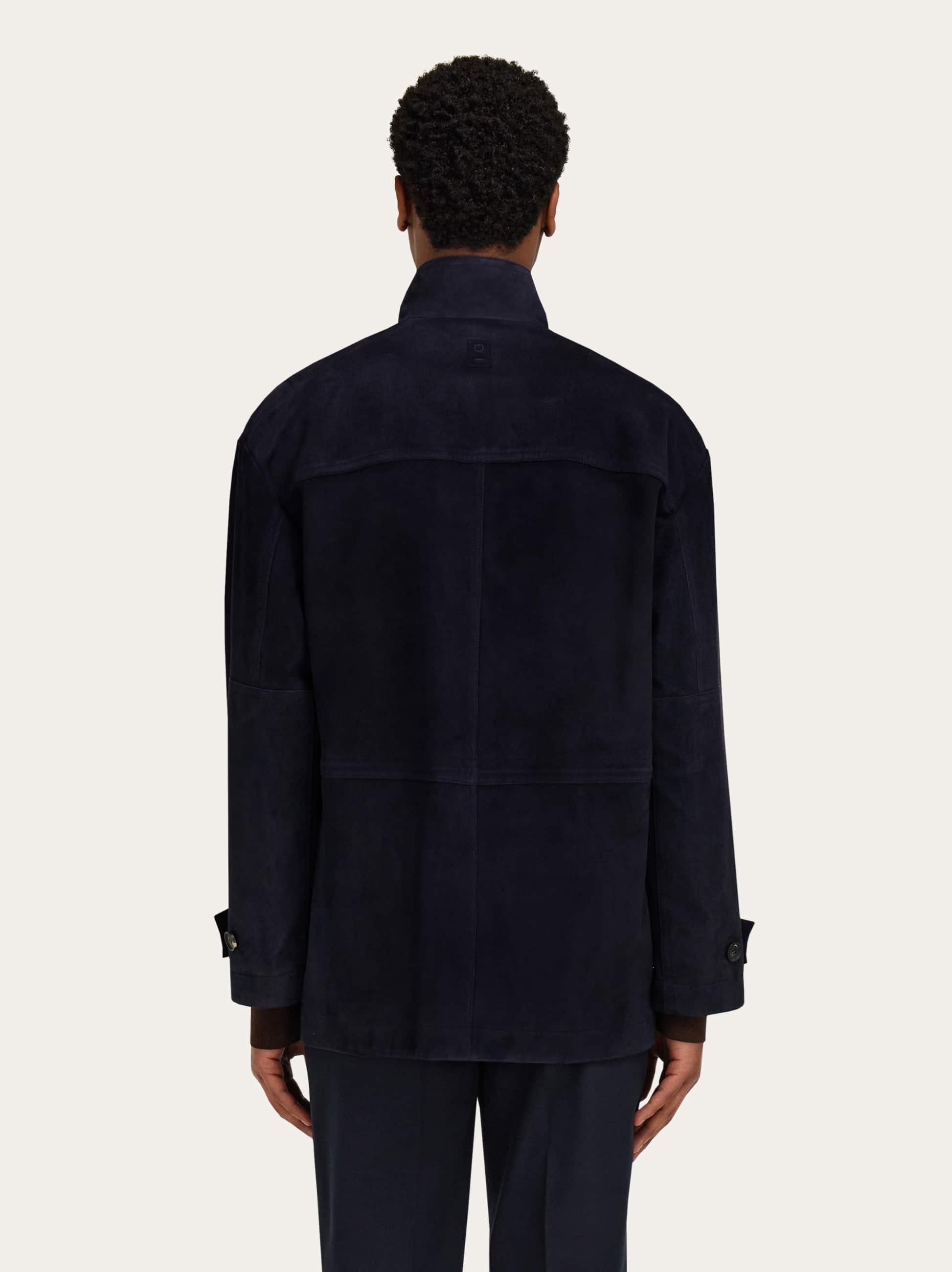  Ferragamo Herren Blouson Aus Veloursleder Blau 