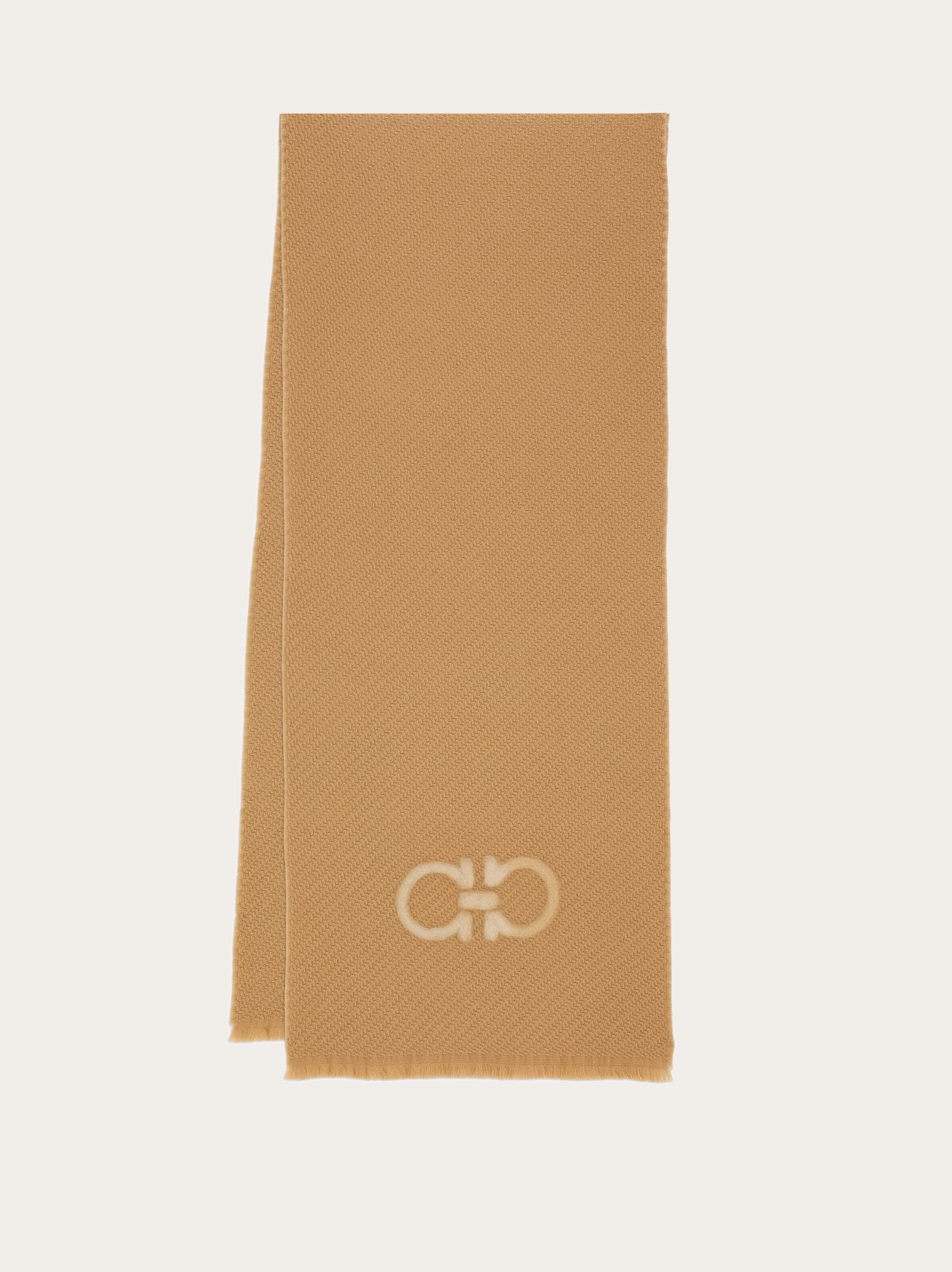 Ferragamo Gancini-motif Wool Scarf In Brown