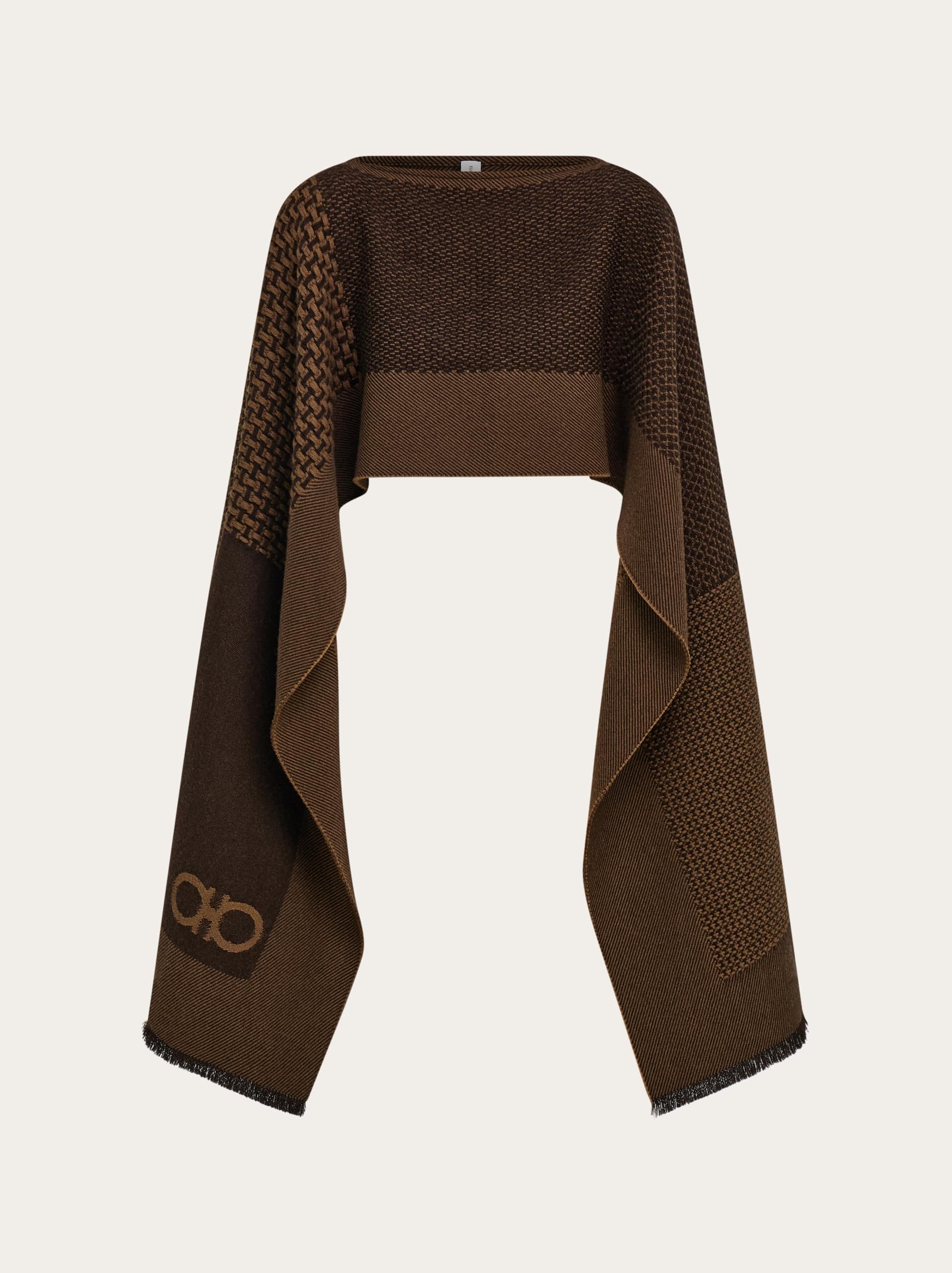 Ferragamo Jacquard Cape In Brown