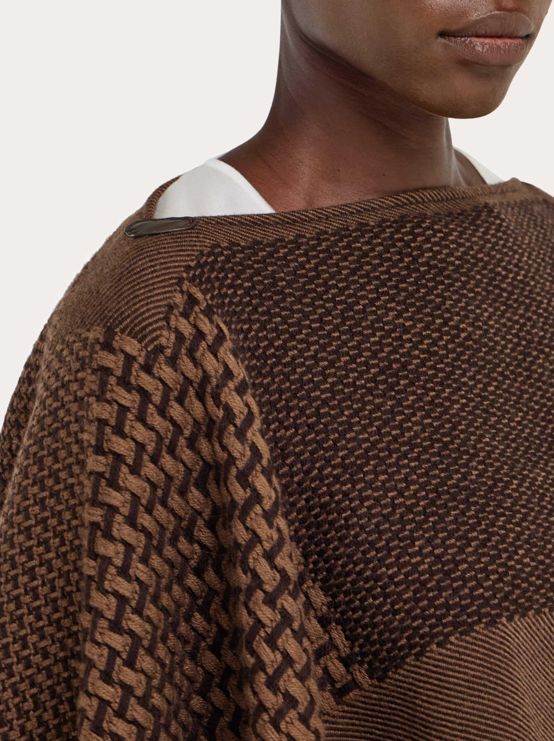 Ferragamo Jacquard Cape In Brown