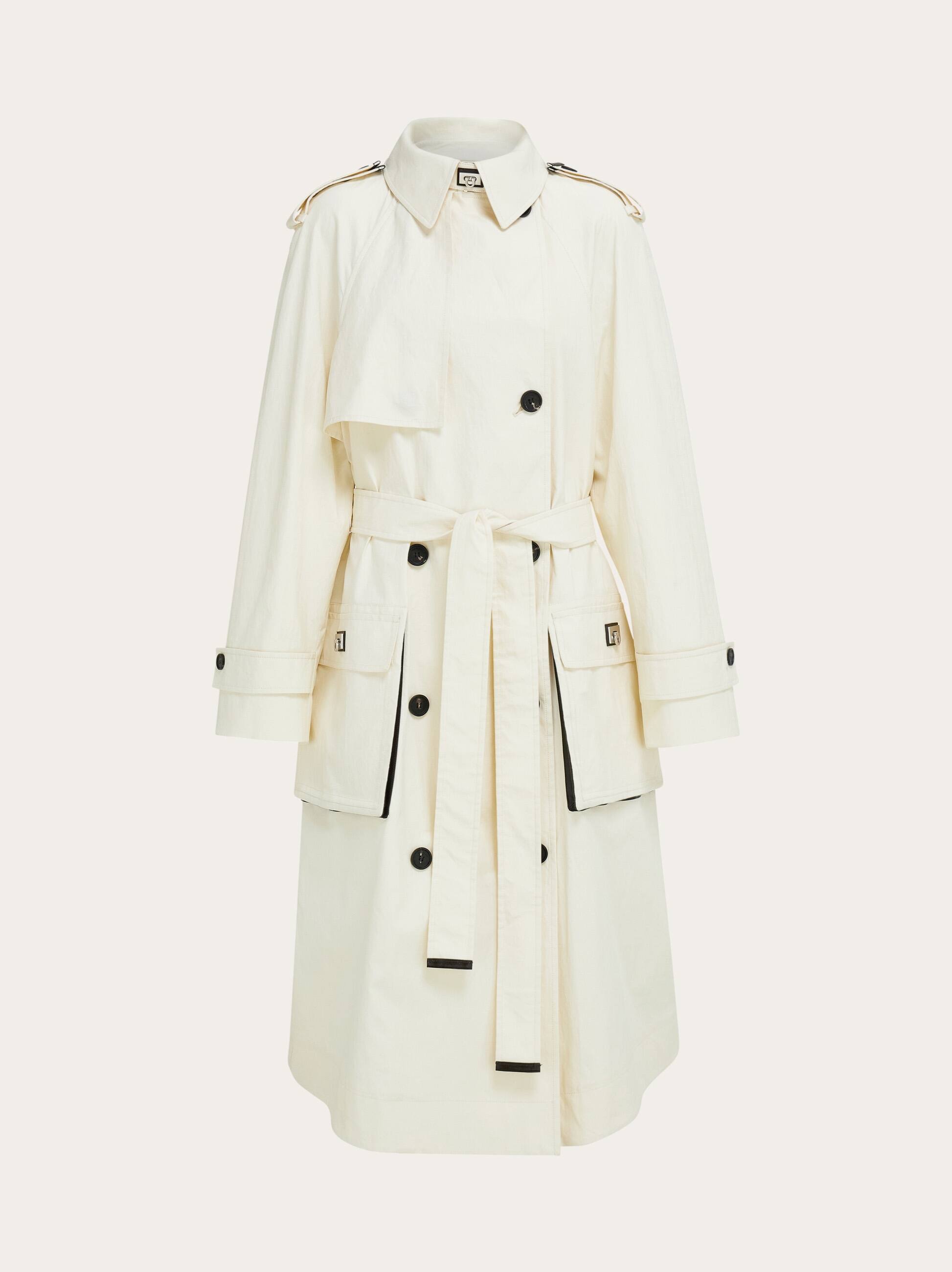 Ferragamo Coated Linen Trench In White