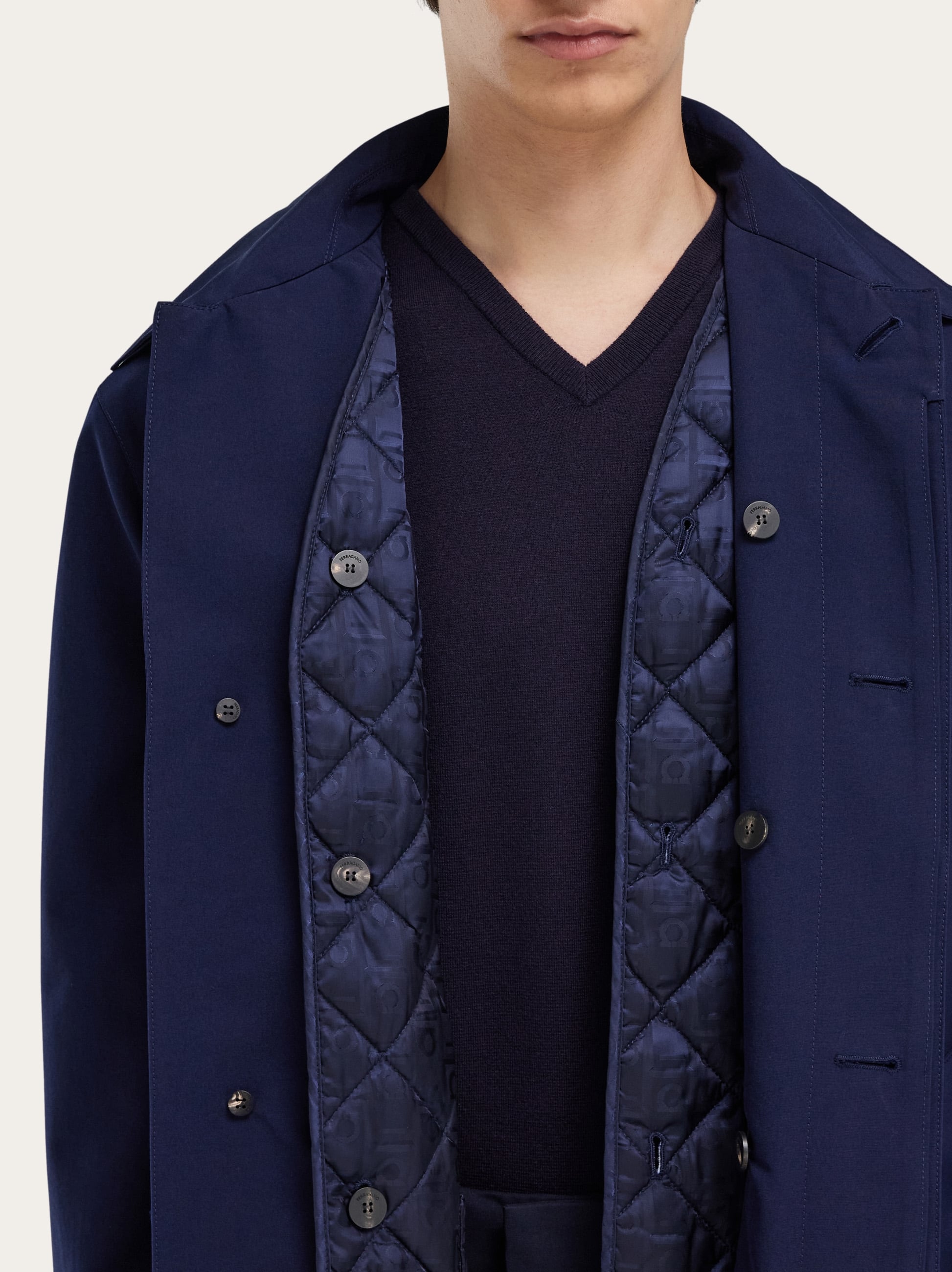  Ferragamo Men Trench Blue 