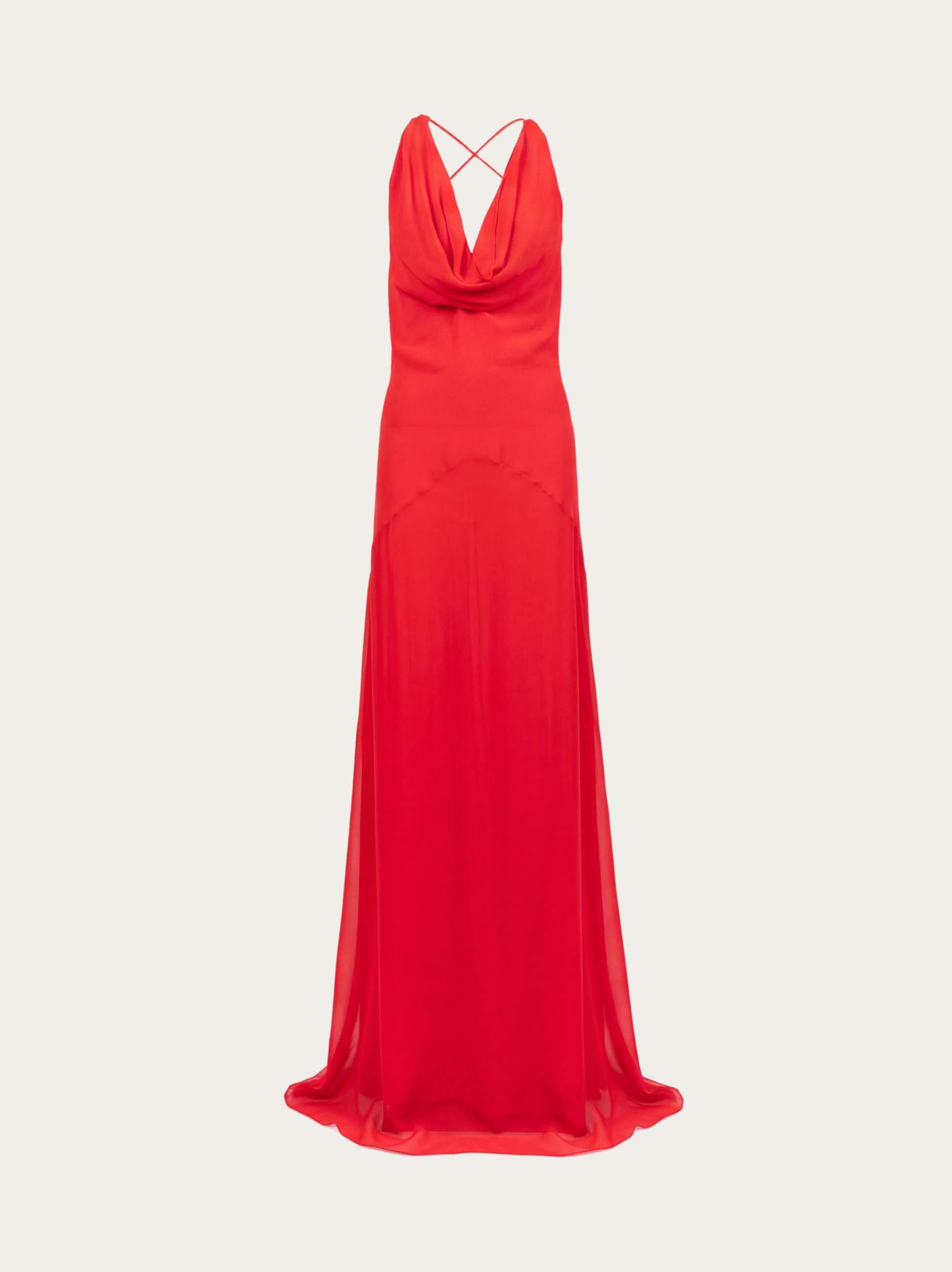 Ferragamo Silk Evening Dress In Red