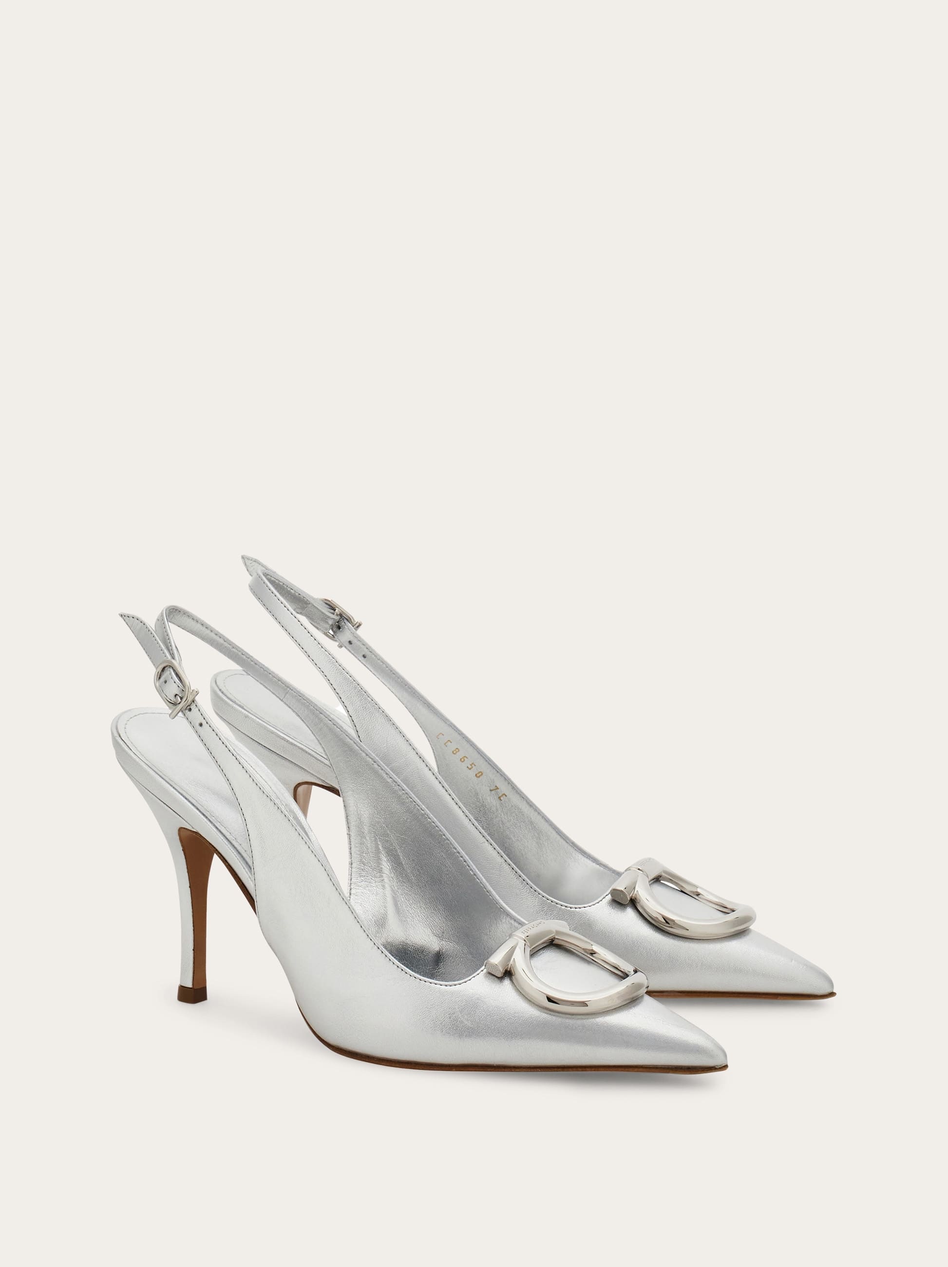 Ferragamo 90mm Gancini Slingback Pumps In Metallic