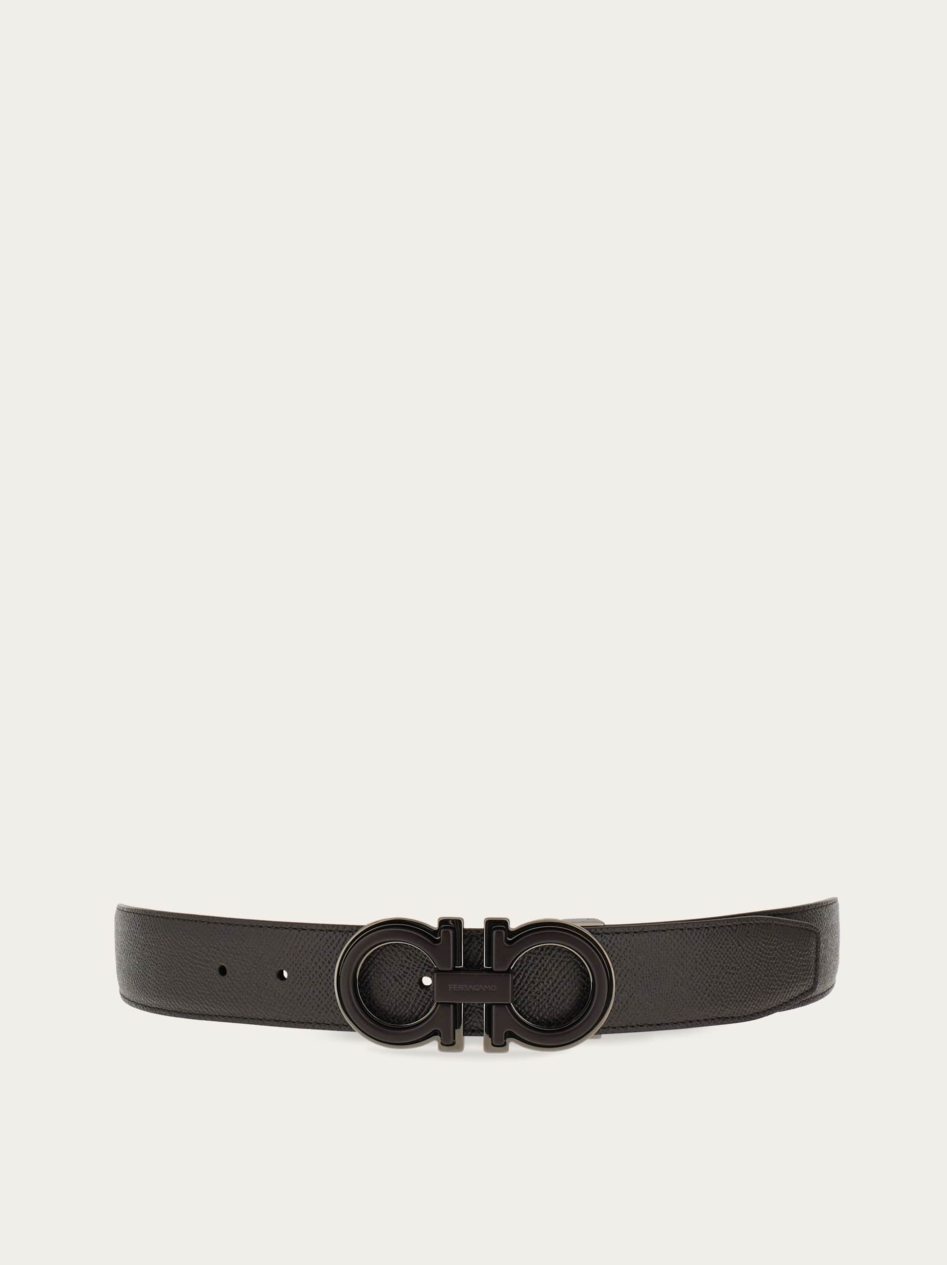 Ferragamo Reversible And Adjustable Gancini Belt In Brown