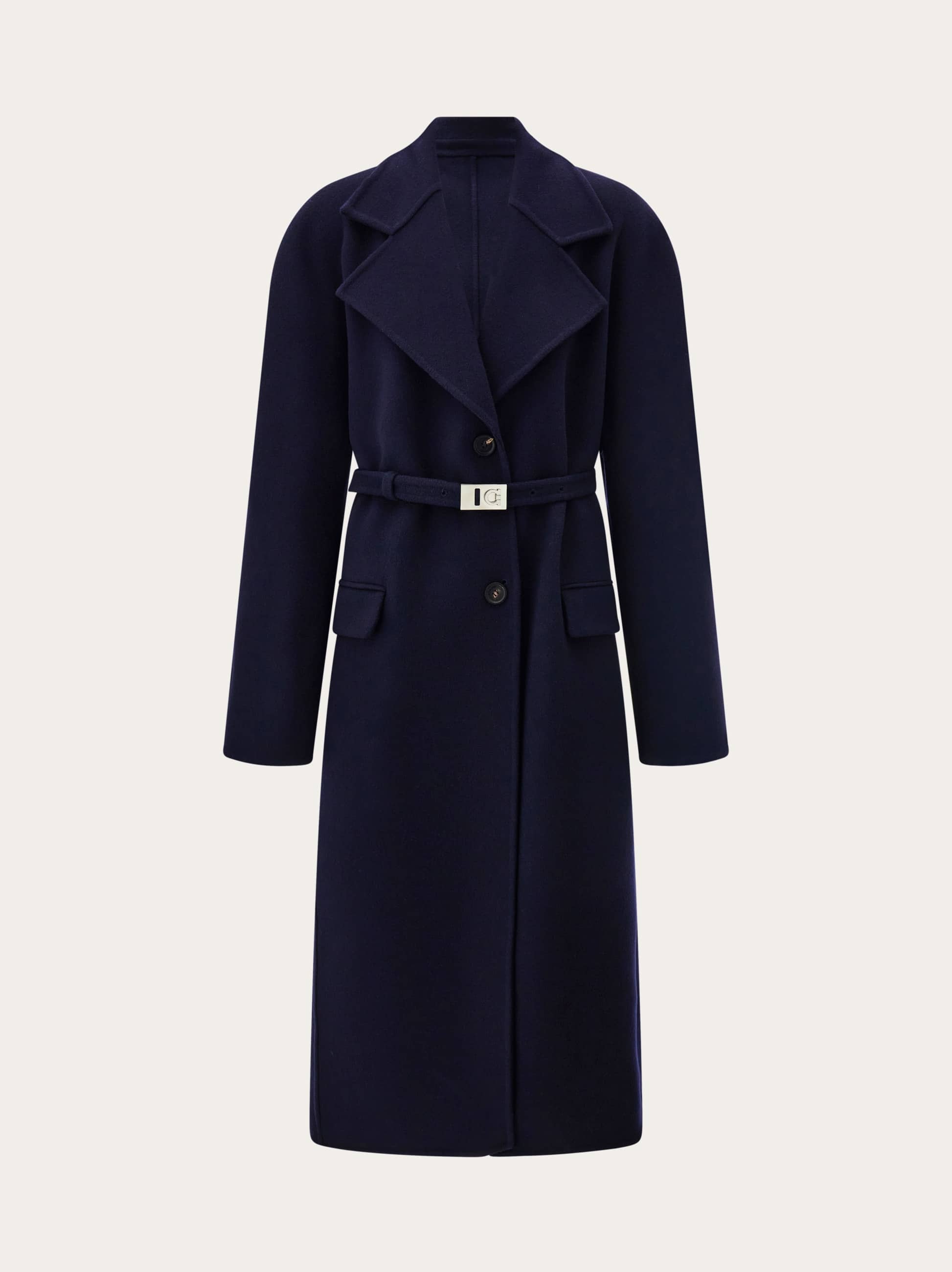Ferragamo Single Breasted Coat In Blue