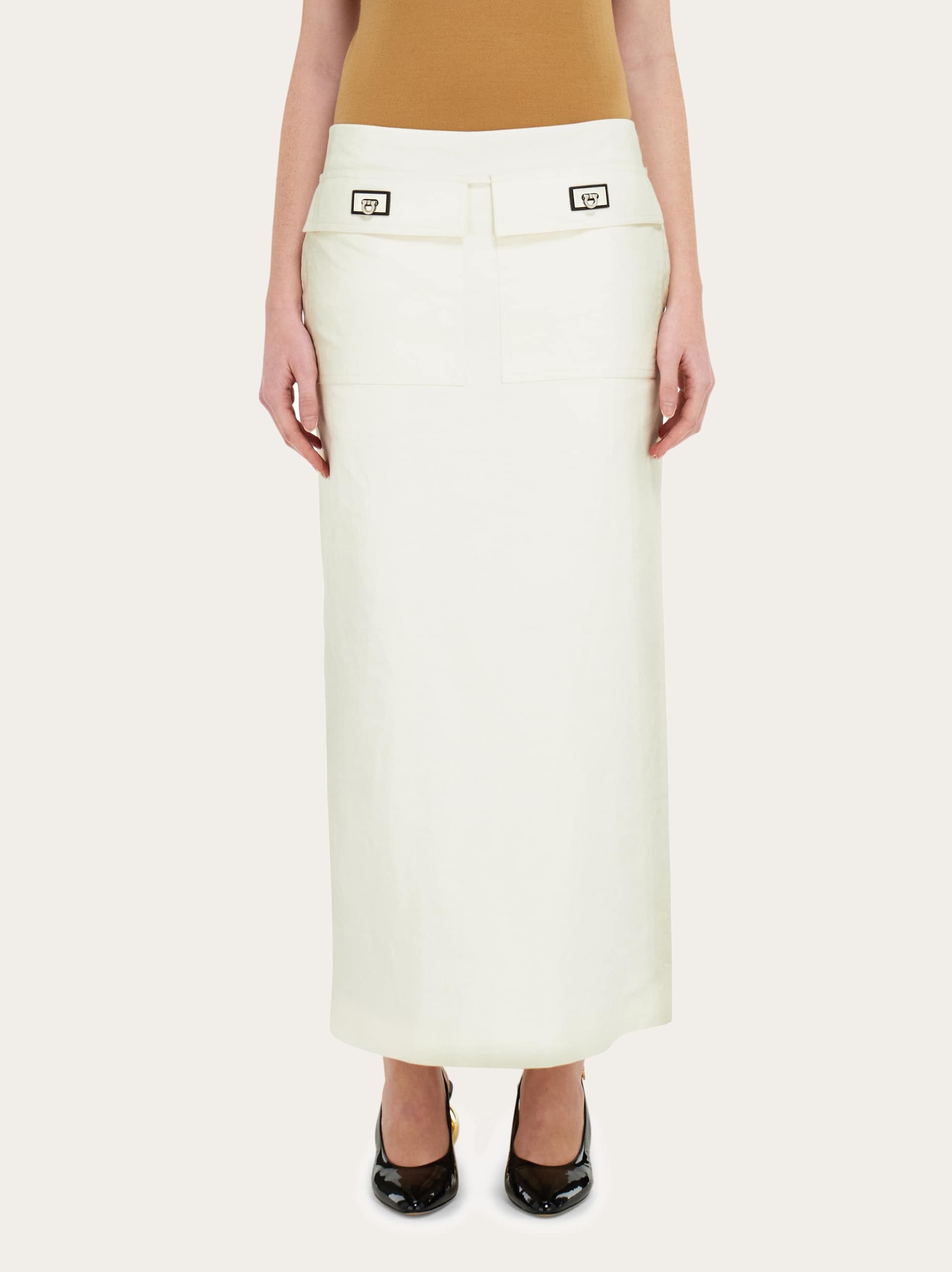  Ferragamo Damen Langer Rock Weiß 