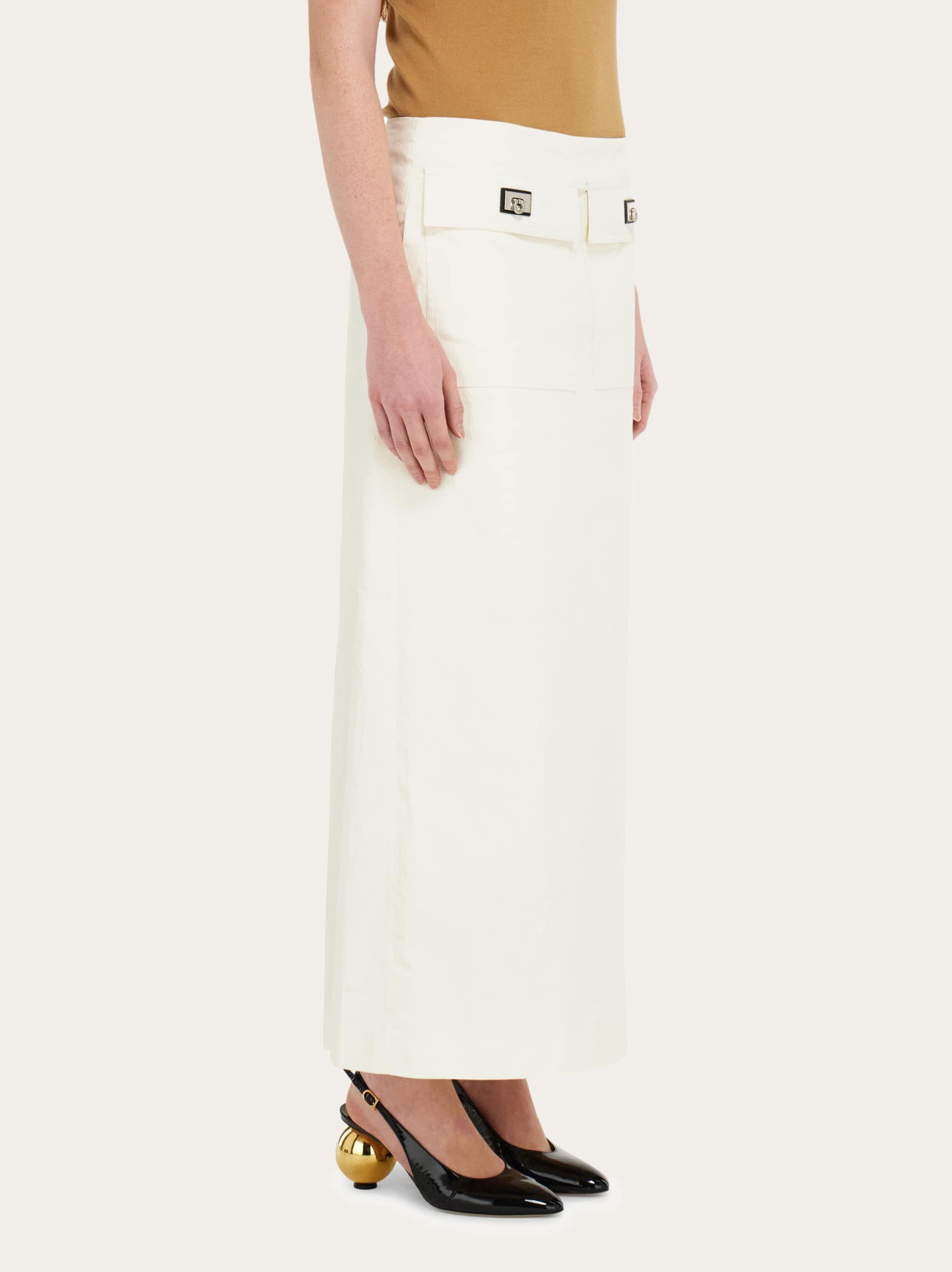  Ferragamo Damen Langer Rock Weiß 