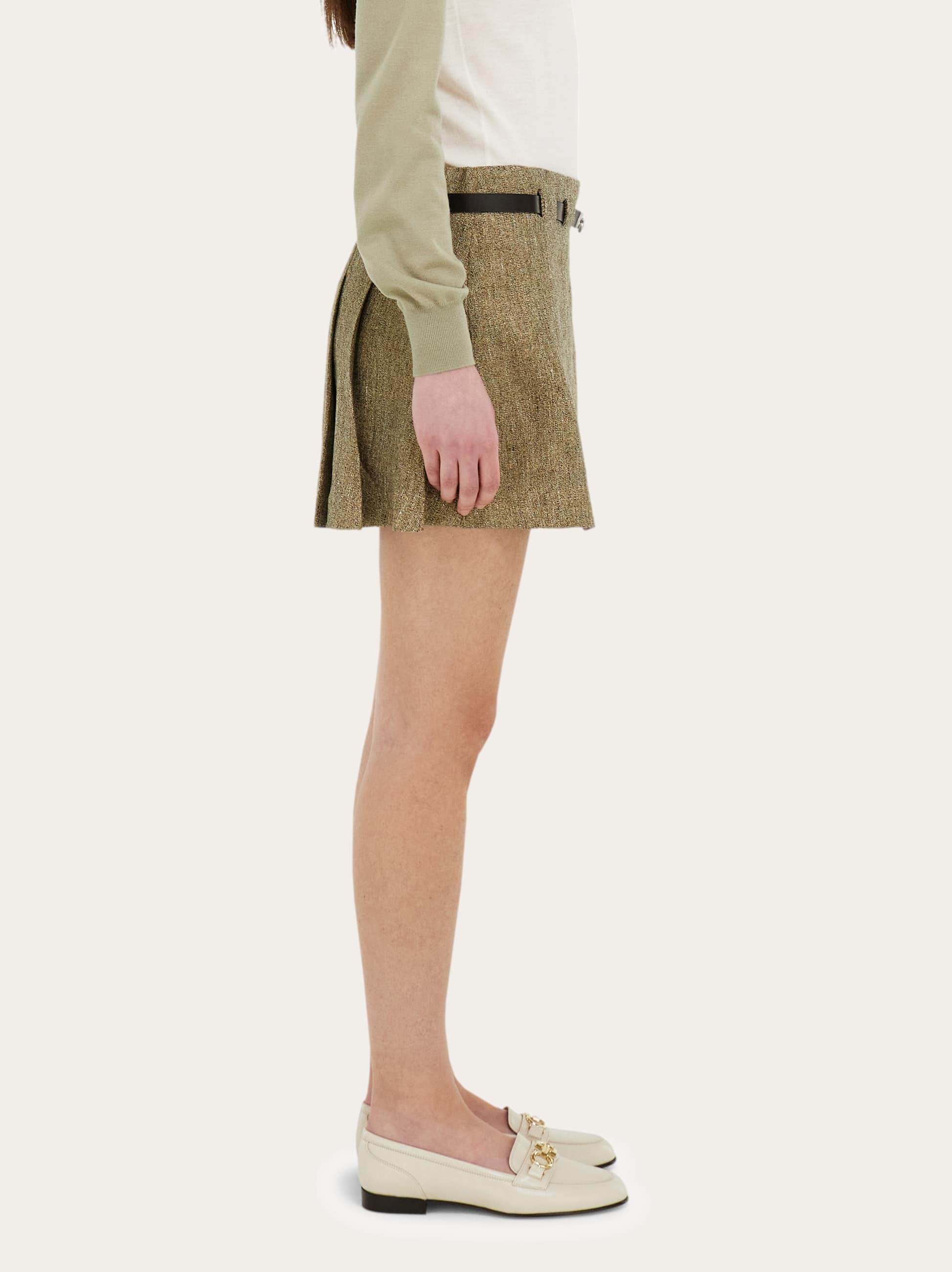  Ferragamo Damen Minirock Mit Gancini Gürtel Beige 