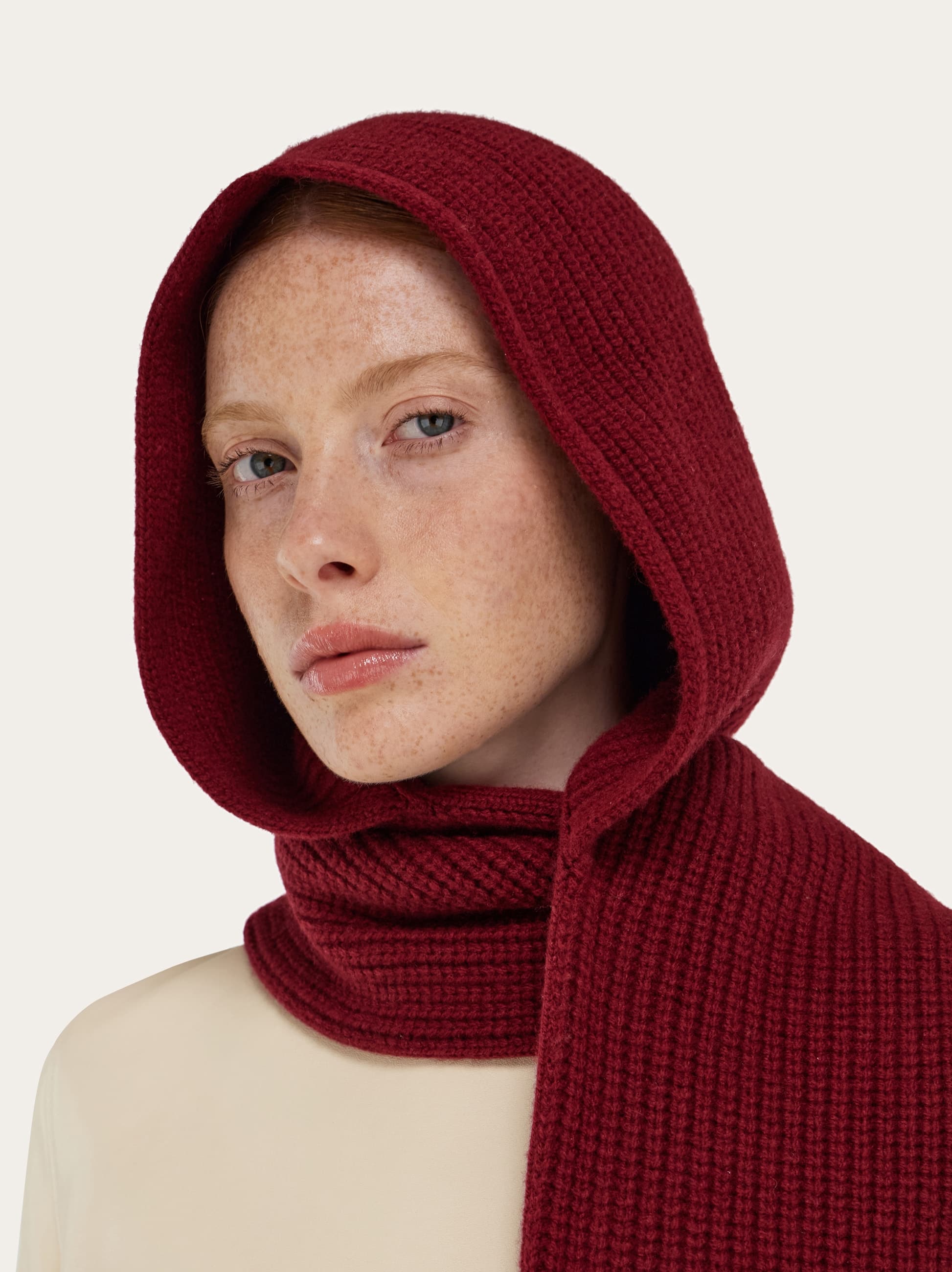 Ferragamo Knitted Hood With Scarf In Brown