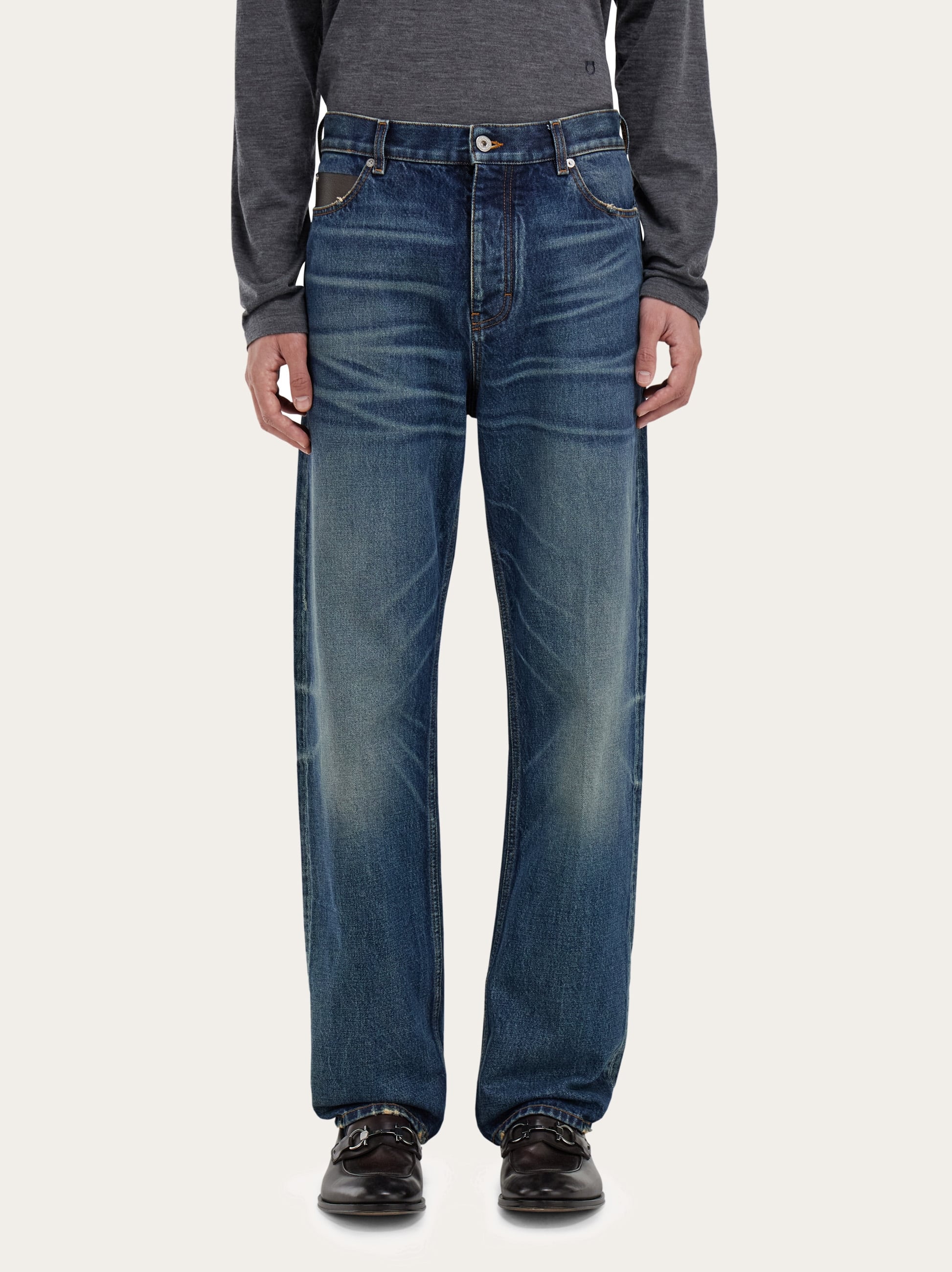  Ferragamo Herren Gewaschene 5-pocket-jeans Blau 