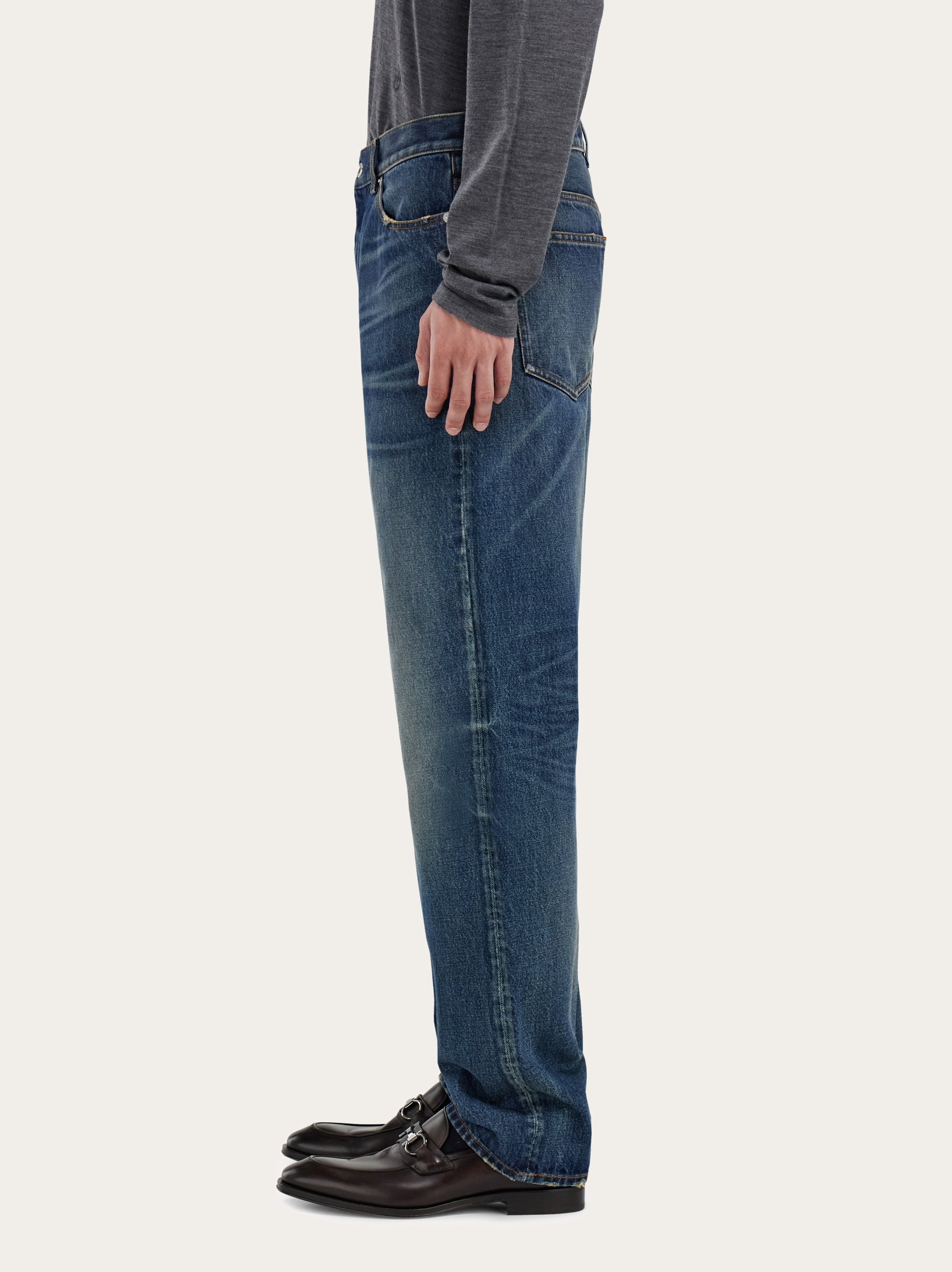  Ferragamo Herren Gewaschene 5-pocket-jeans Blau 