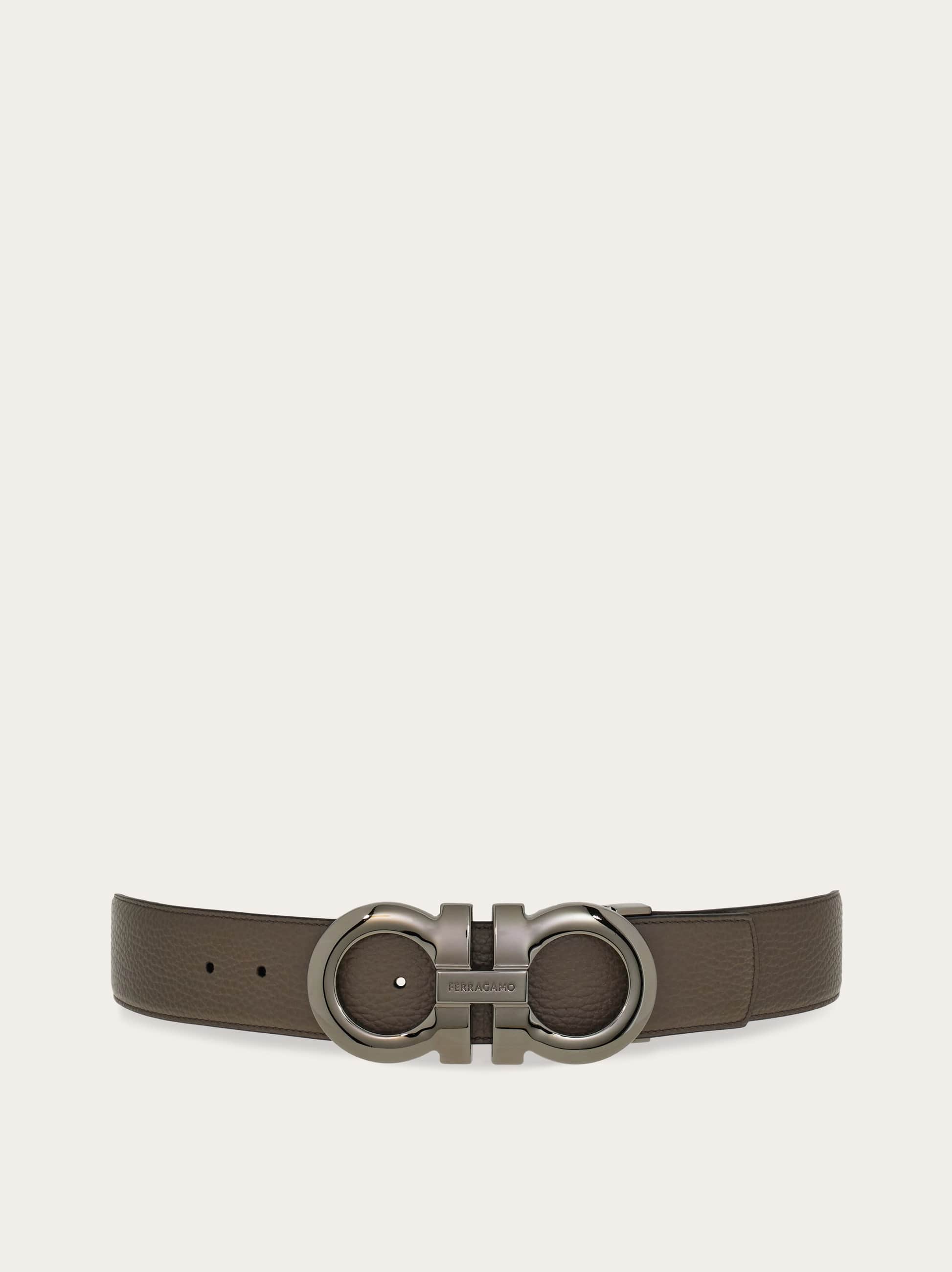 Ferragamo Reversible And Adjustable Gancini Belt In Gray