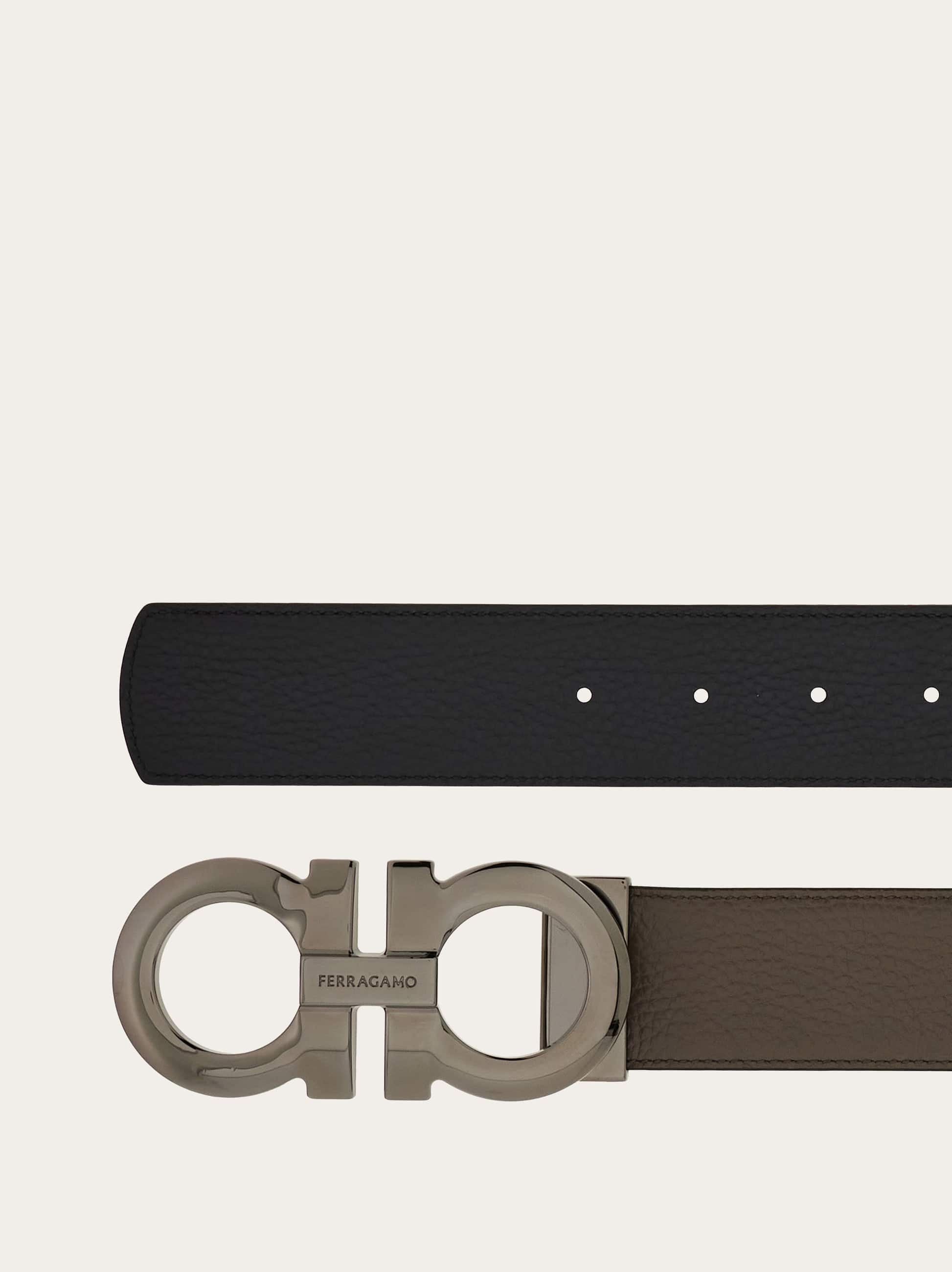 Ferragamo Reversible And Adjustable Gancini Belt In Gray