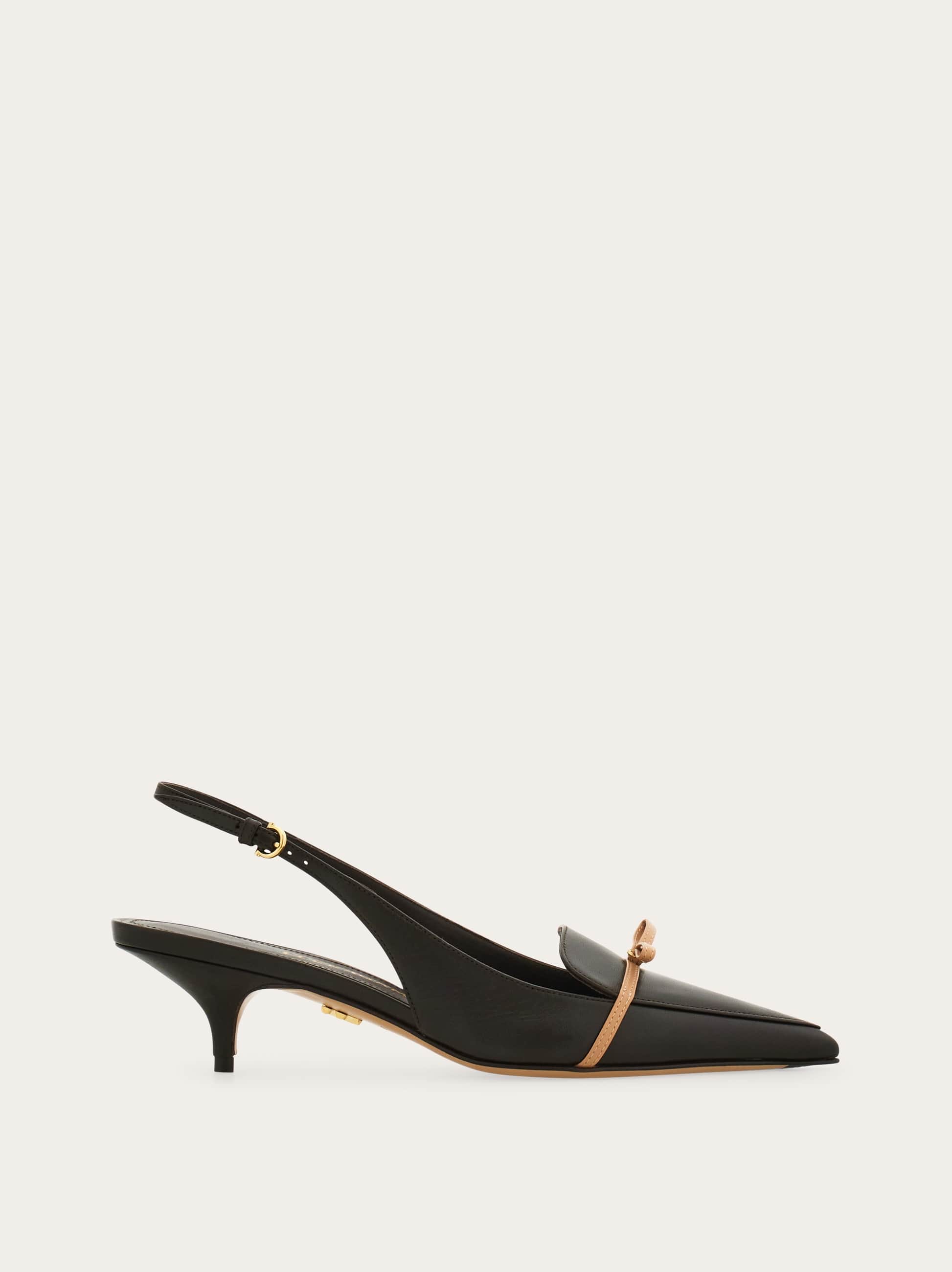 Ferragamo Slingback With Bow Mini Bow Detail In Brown