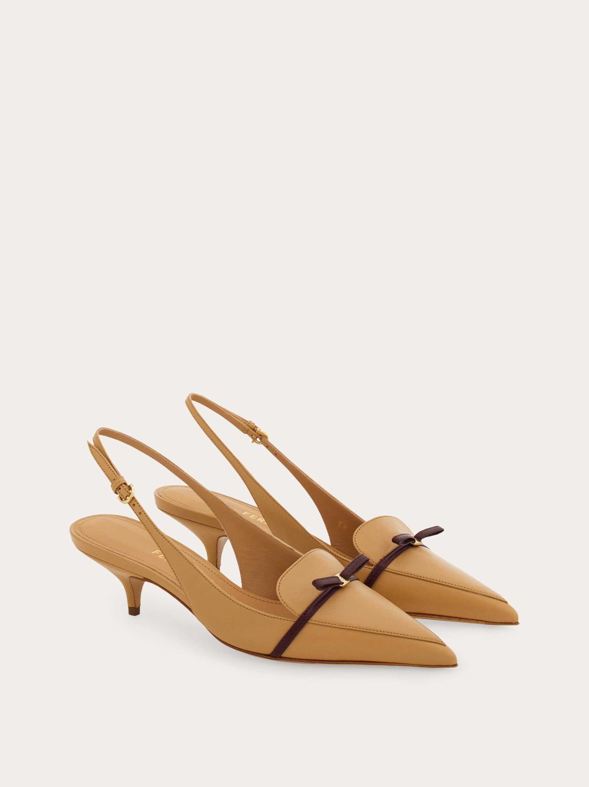 Ferragamo Slingback With Bow Mini Bow Detail In Multi
