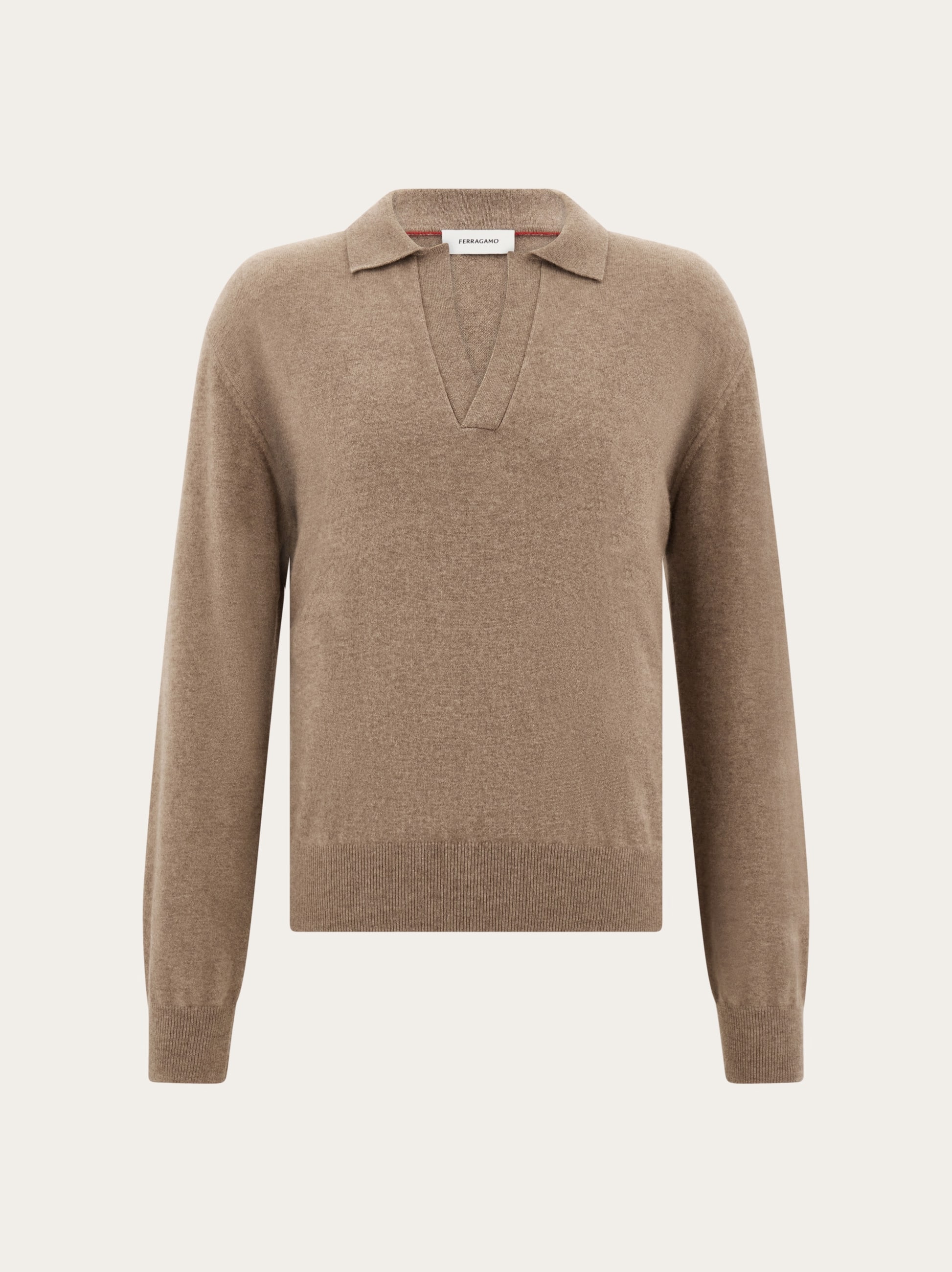 Ferragamo Uomo Maglia collo a polo in cashmere Marrone