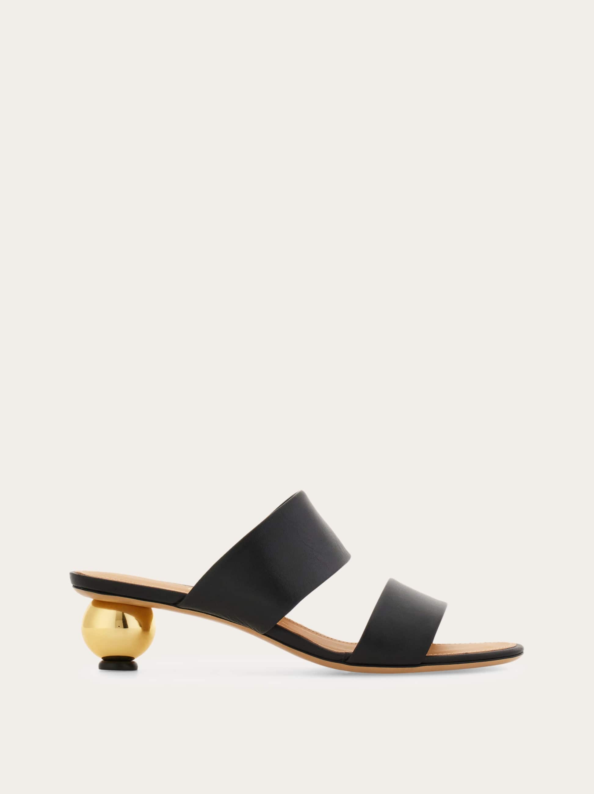 Ferragamo Sandal With Bauble Heel Detail In Black
